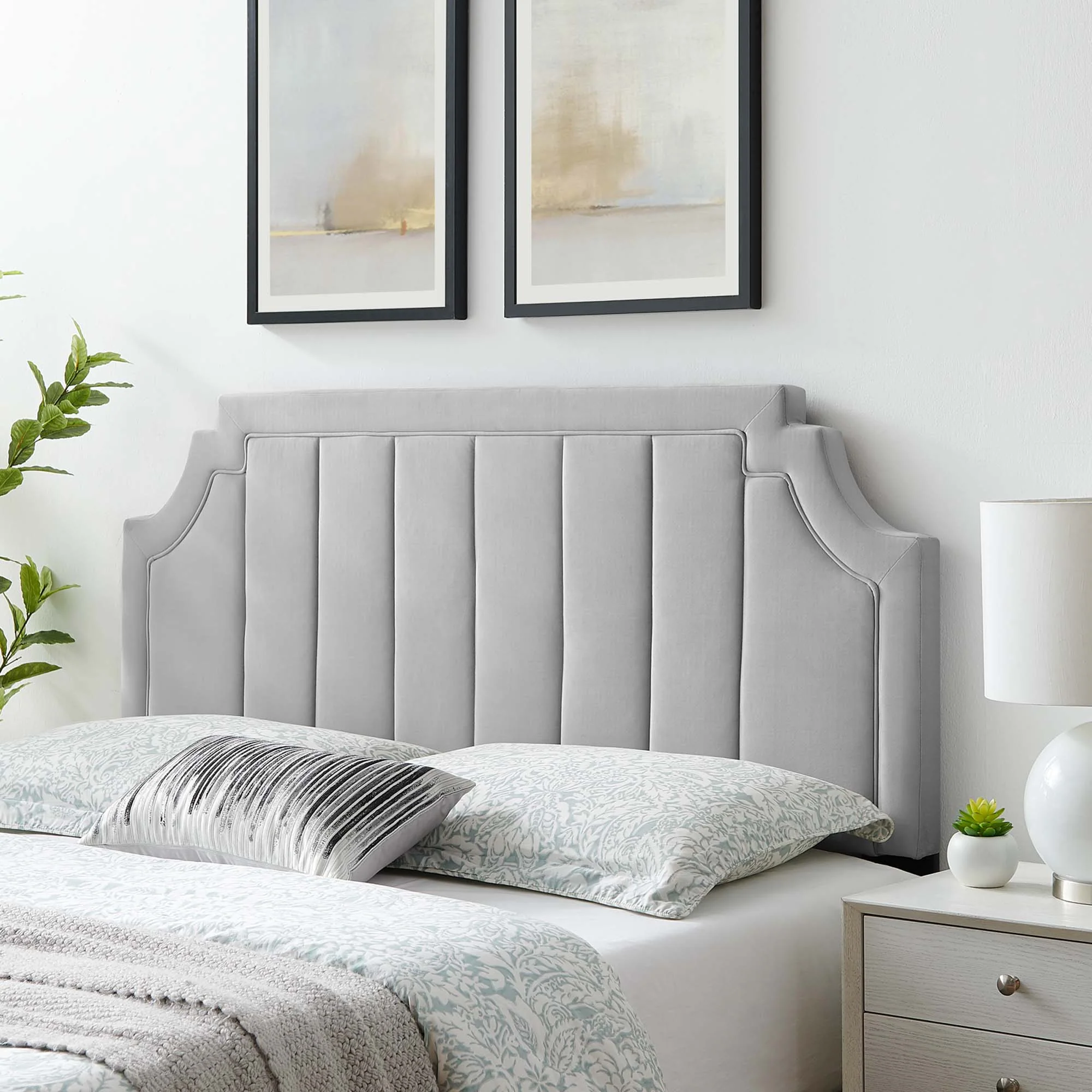 Channel Tufted Performance Velvet Headboard - Image 4