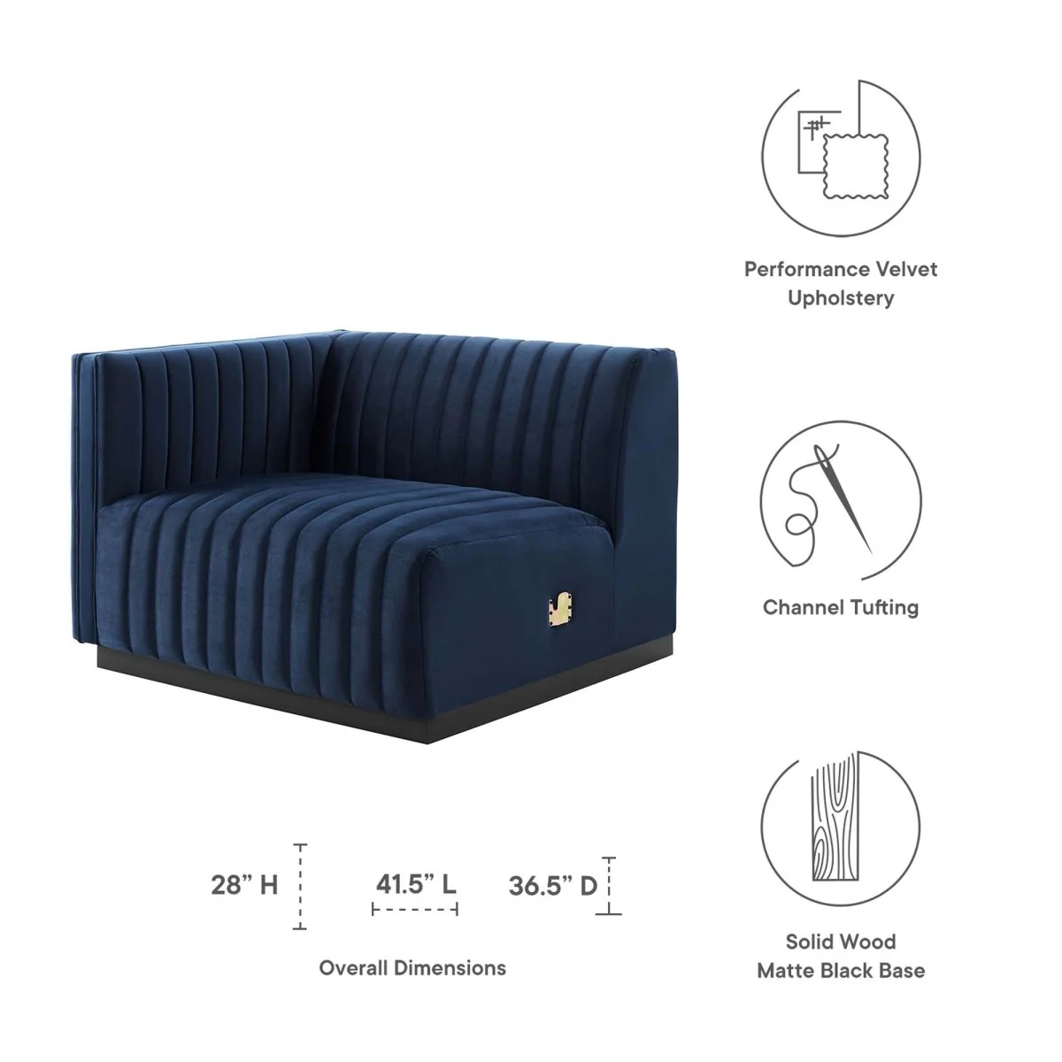 Channel Tufted Performance Velvet Left-Arm Chair 42 Inch - Image 20