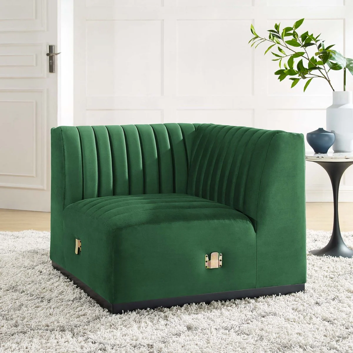 Channel Tufted Performance Velvet Left Corner Chair 37 Inch - Image 12