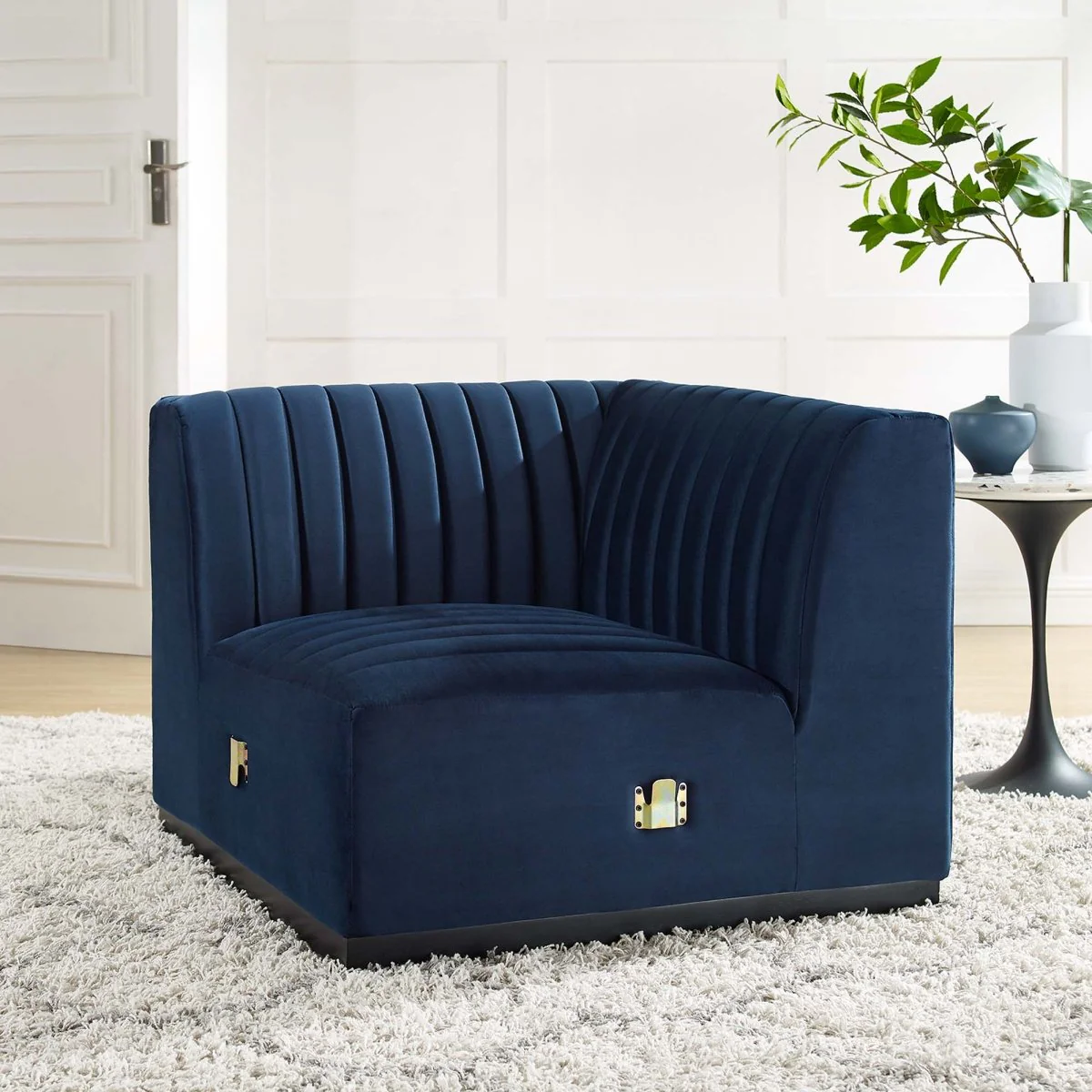 Channel Tufted Performance Velvet Left Corner Chair 37 Inch - Image 24