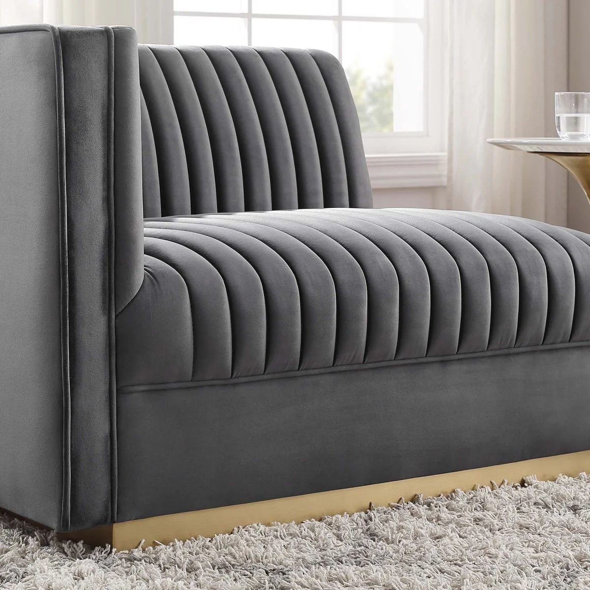 Channel Tufted Performance Velvet Modular Left-Arm Chair 41 Inch - Image 10