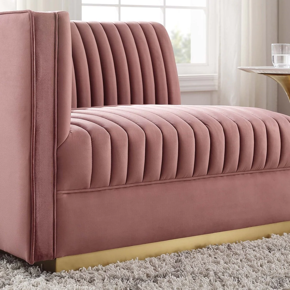 Channel Tufted Performance Velvet Modular Left-Arm Chair 41 Inch - Image 3