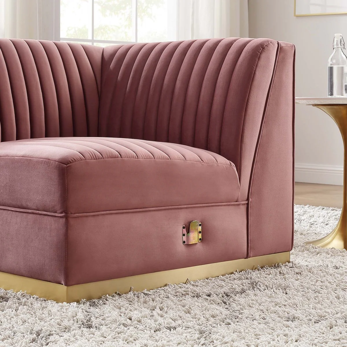 Channel Tufted Performance Velvet Modular Right Corner Chair 36 Inch - Image 3