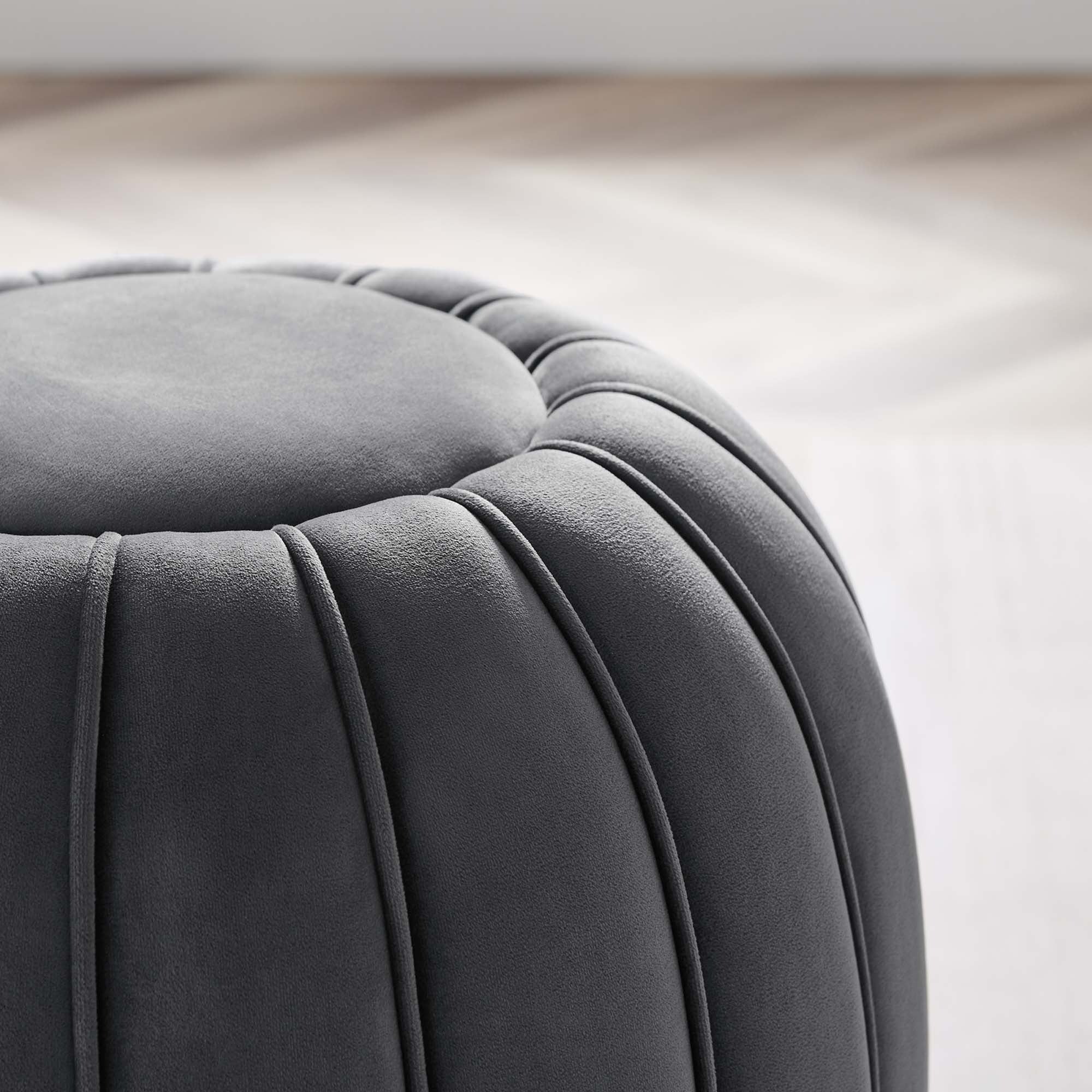 Channel Tufted Performance Velvet Ottoman – 19 Inch - Image 5