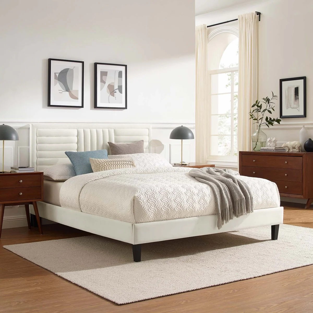 Channel Tufted Performance Velvet Platform Bed - Image 5