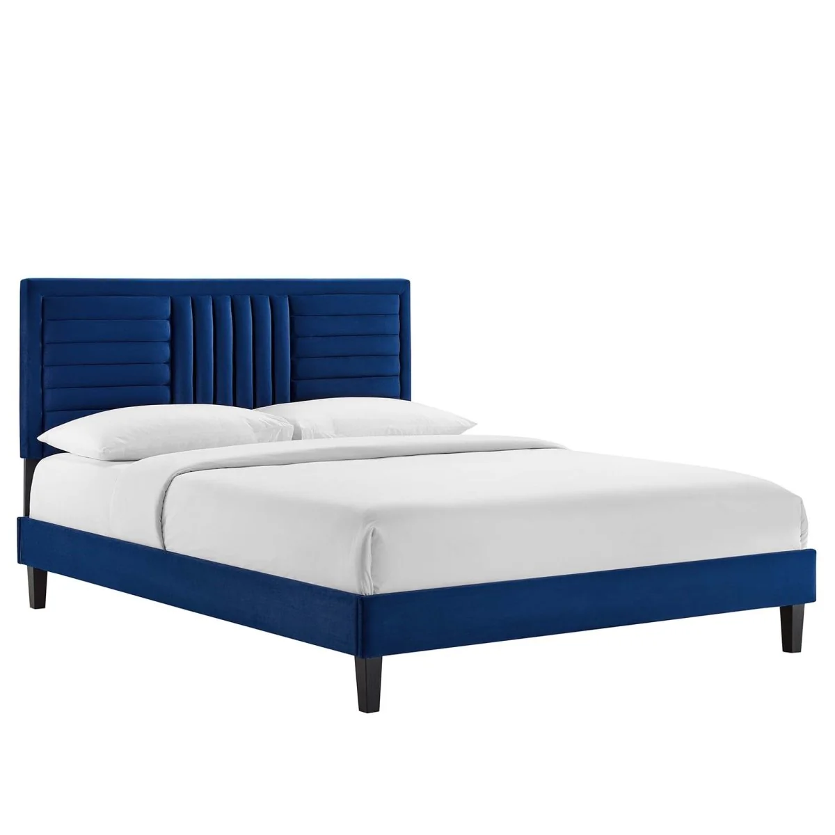 Channel Tufted Performance Velvet Platform Bed - Image 6