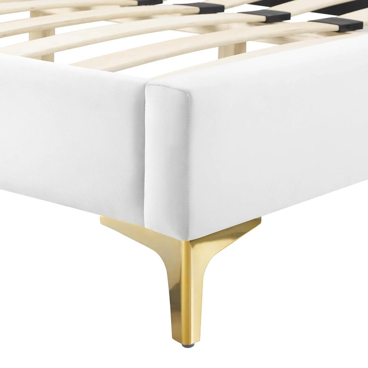 Channel Tufted Performance Velvet Platform Bed with Gold Metal Legs - Image 5
