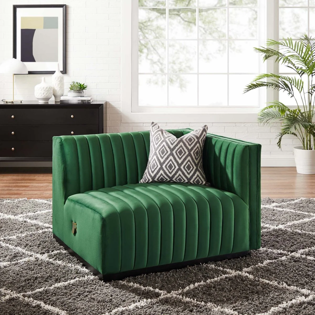 Channel Tufted Performance Velvet Right-Arm Modular Chair - Image 5