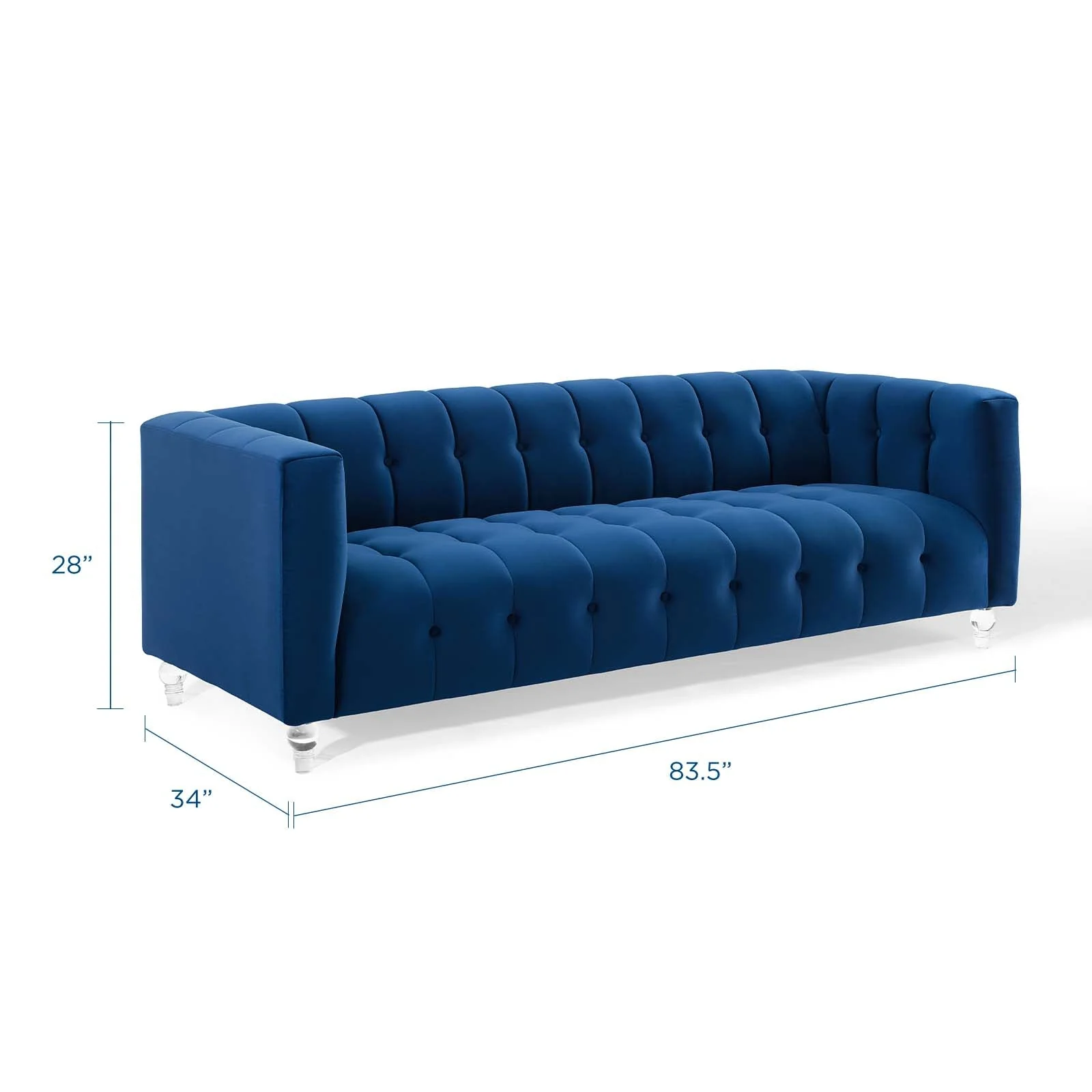Channel Tufted Performance Velvet Sofa with Acrylic Legs - Image 8