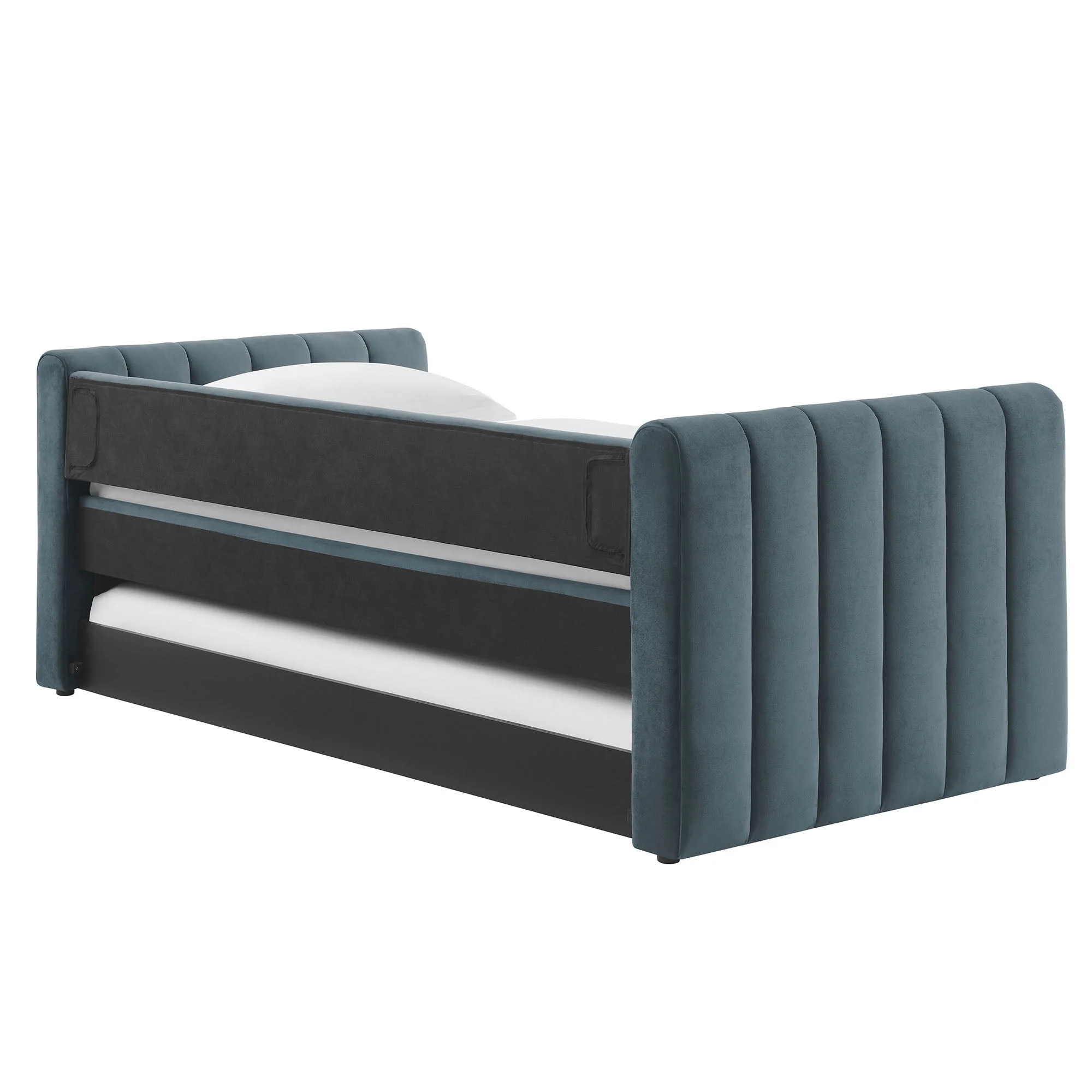 Channel Tufted Performance Velvet Twin Daybed with Trundle - Image 11