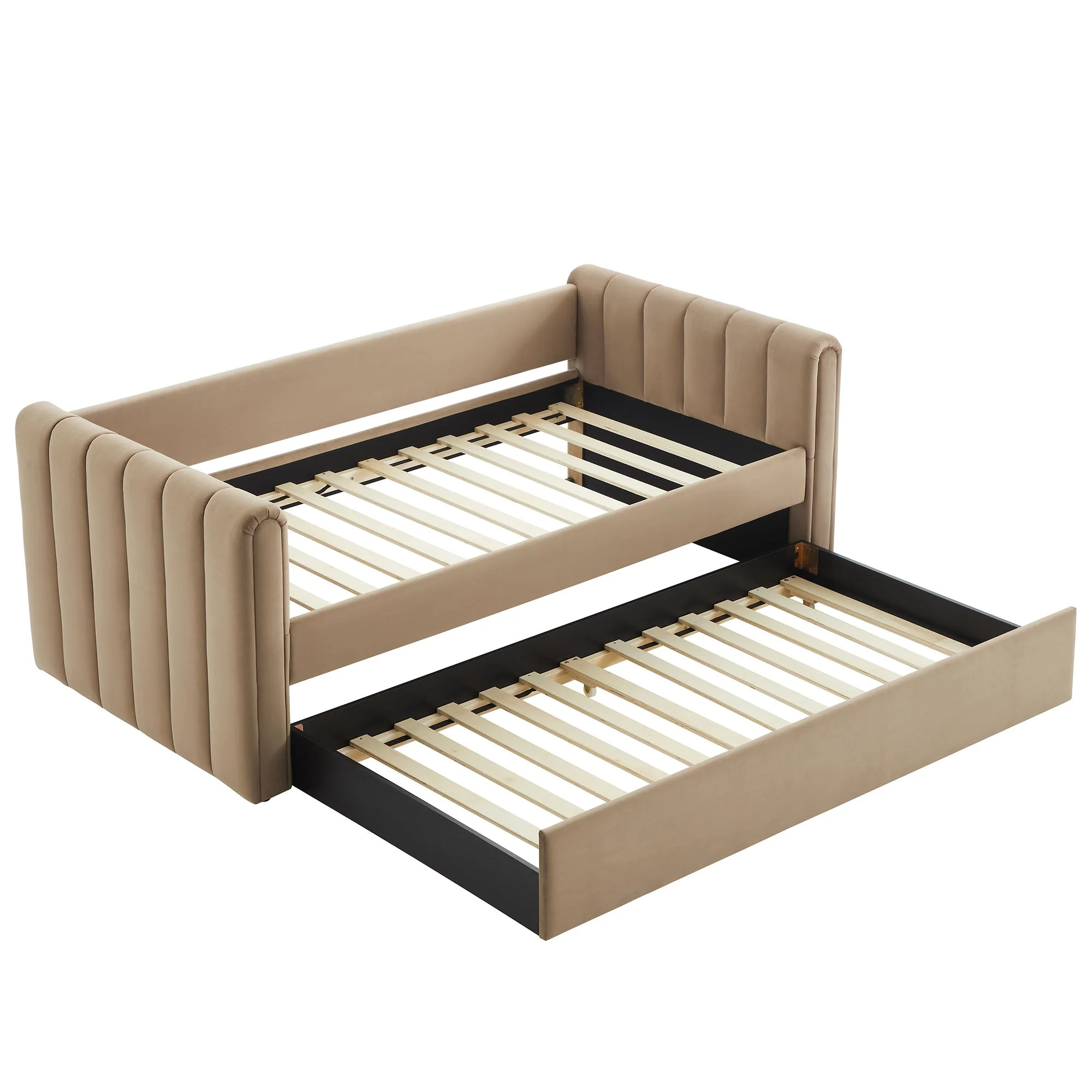Channel Tufted Performance Velvet Twin Daybed with Trundle - Image 4