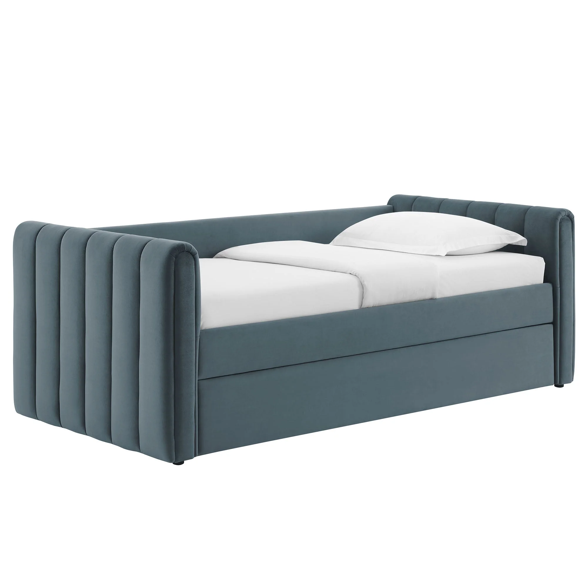 Channel Tufted Performance Velvet Twin Daybed with Trundle - Image 7