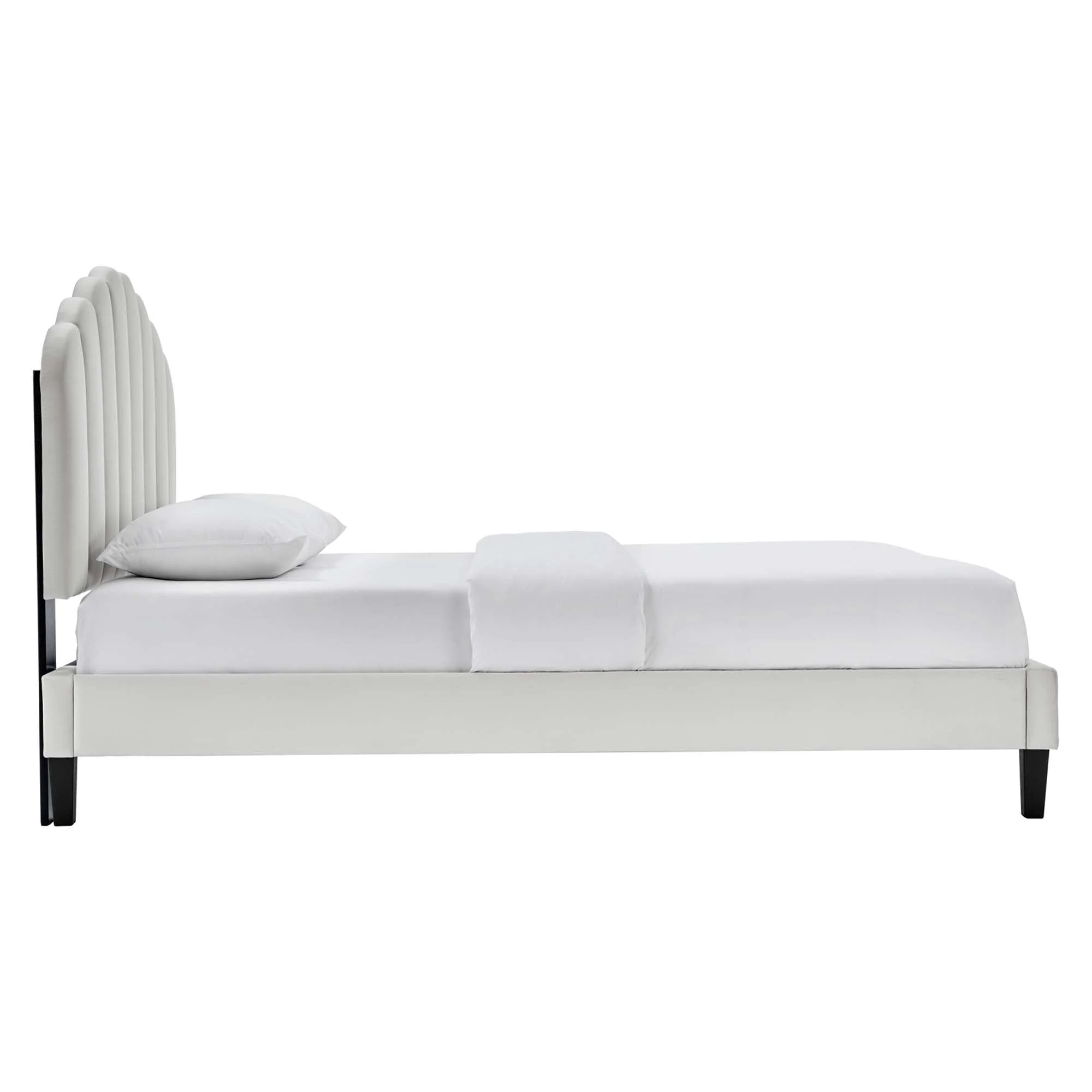 Channel Tufted Scalloped Performance Velvet Platform Bed - Image 25