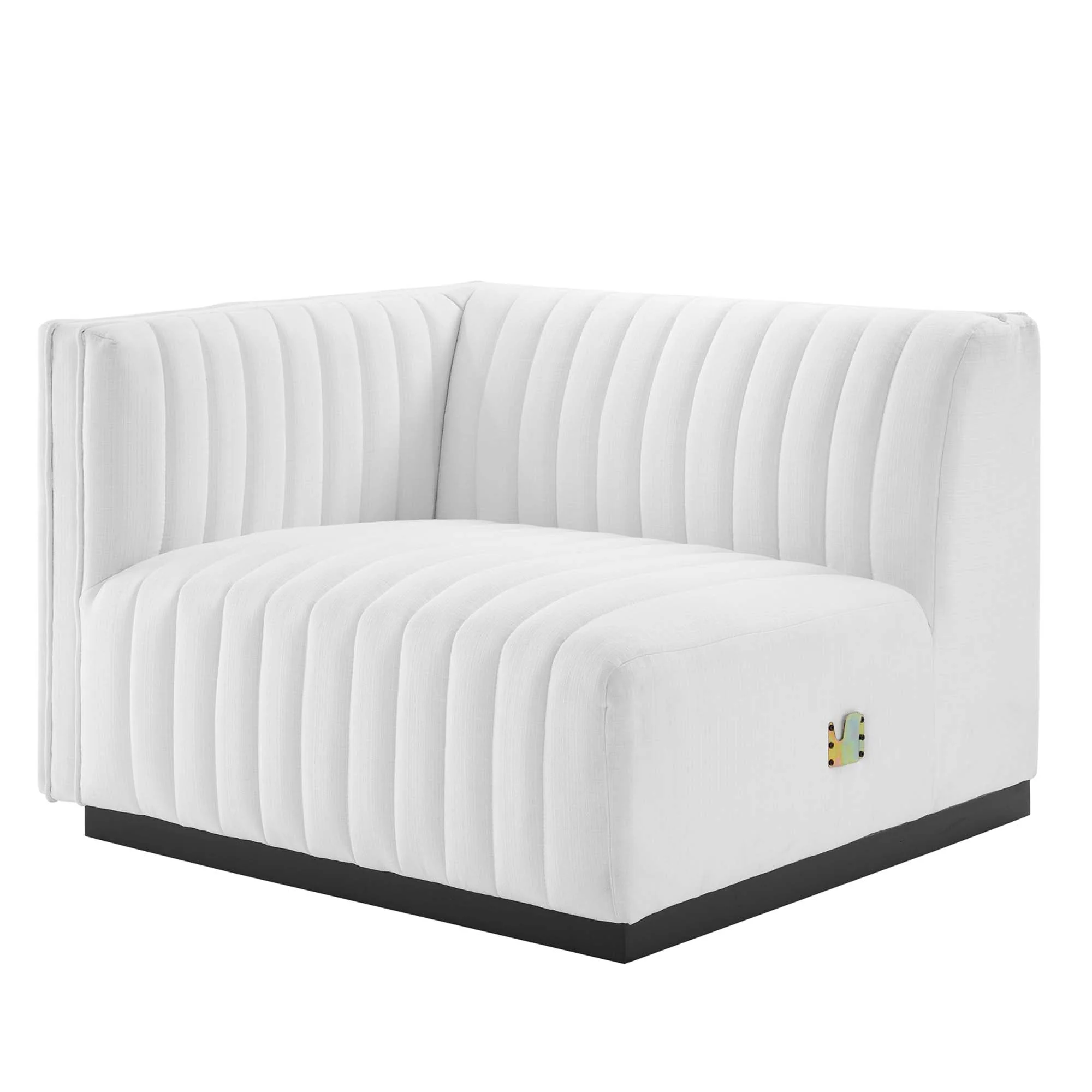Channel Tufted Upholstered Fabric Left-Arm Sectional Chair 37 Inch - Image 13