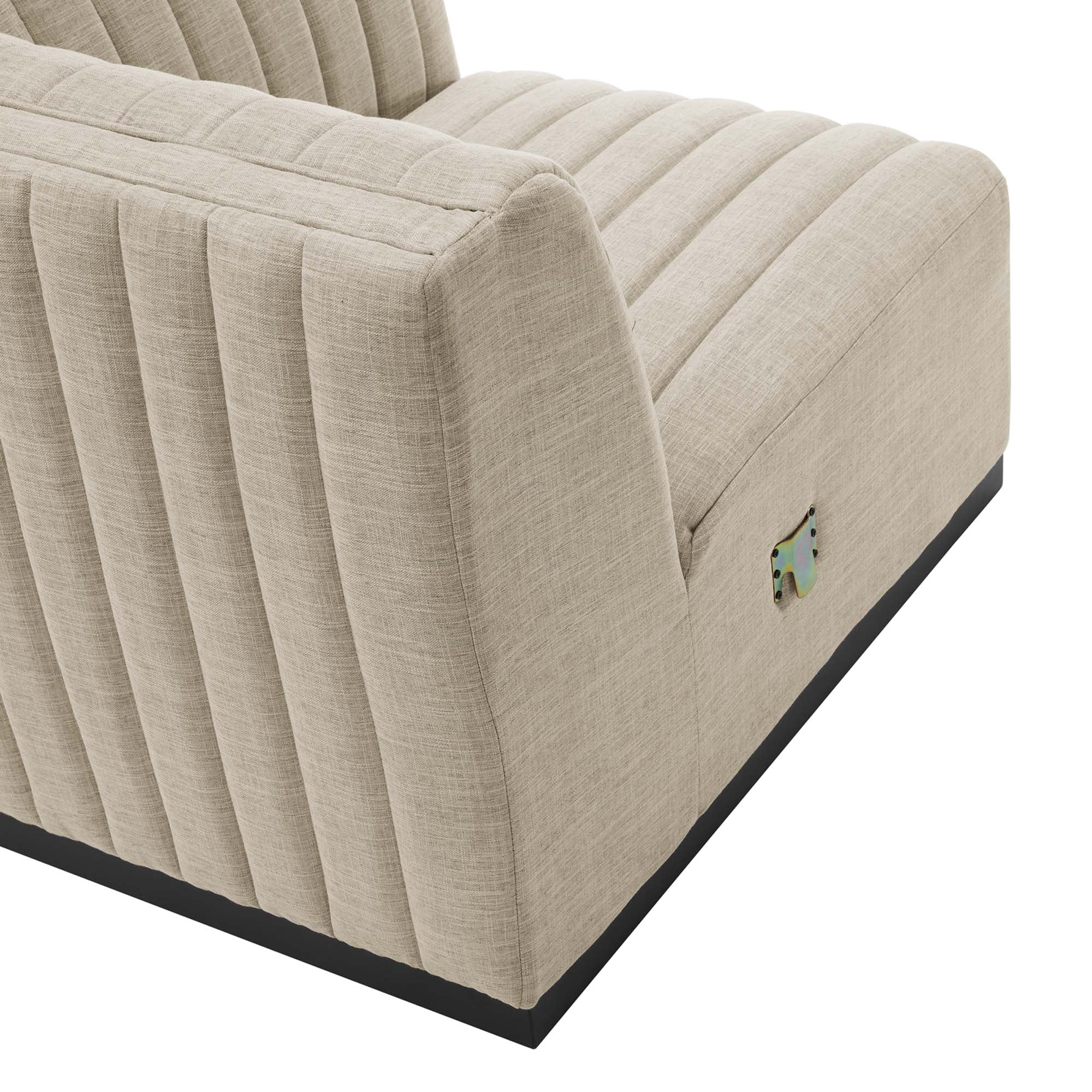 Channel Tufted Upholstered Fabric Right-Arm Sectional Chair 37 Inch - Image 5
