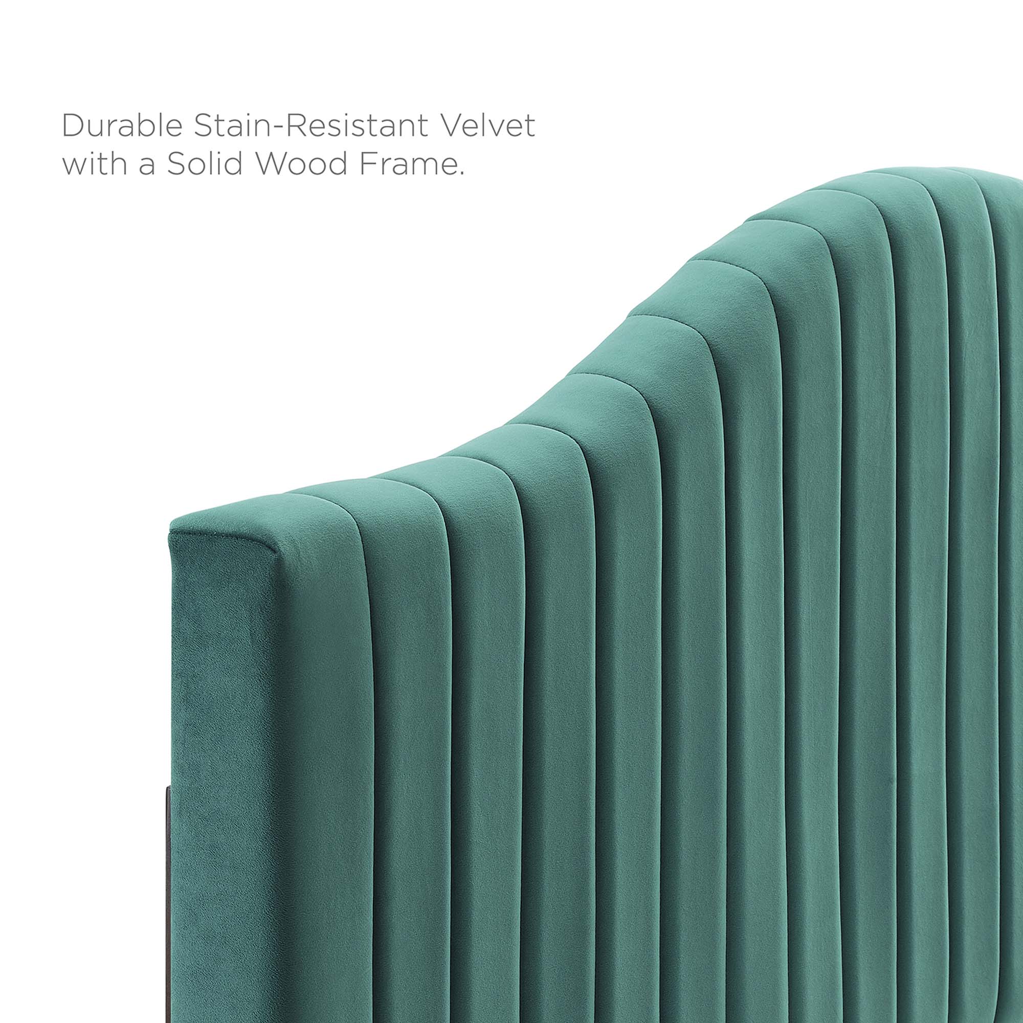 Channel Tufted Upholstered Headboard with Curved Silhouette - Image 25