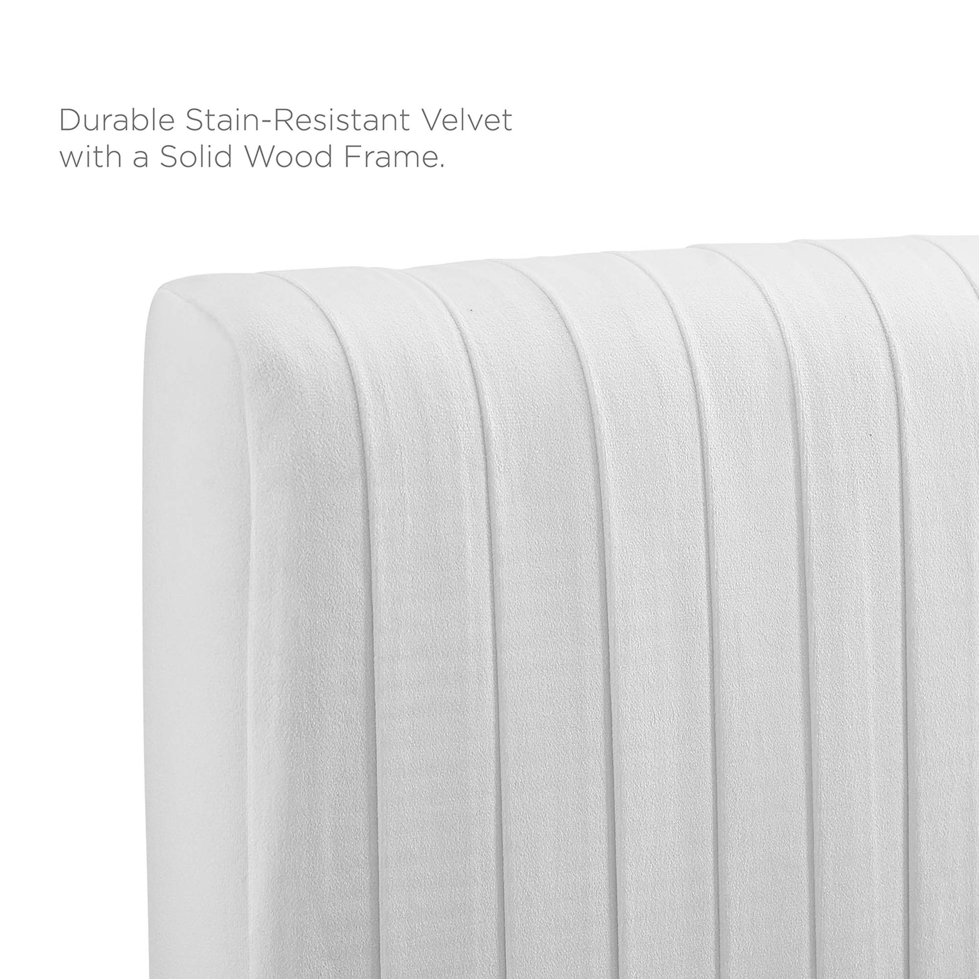 Channel Tufted Upholstered Headboard with Performance Velvet - Image 2