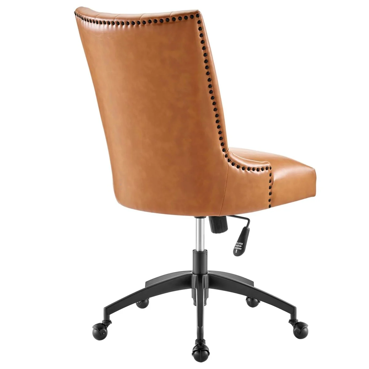 Channel Tufted Vegan Leather Office Chair with Nailhead Trim Accent for Home & Office - Image 14