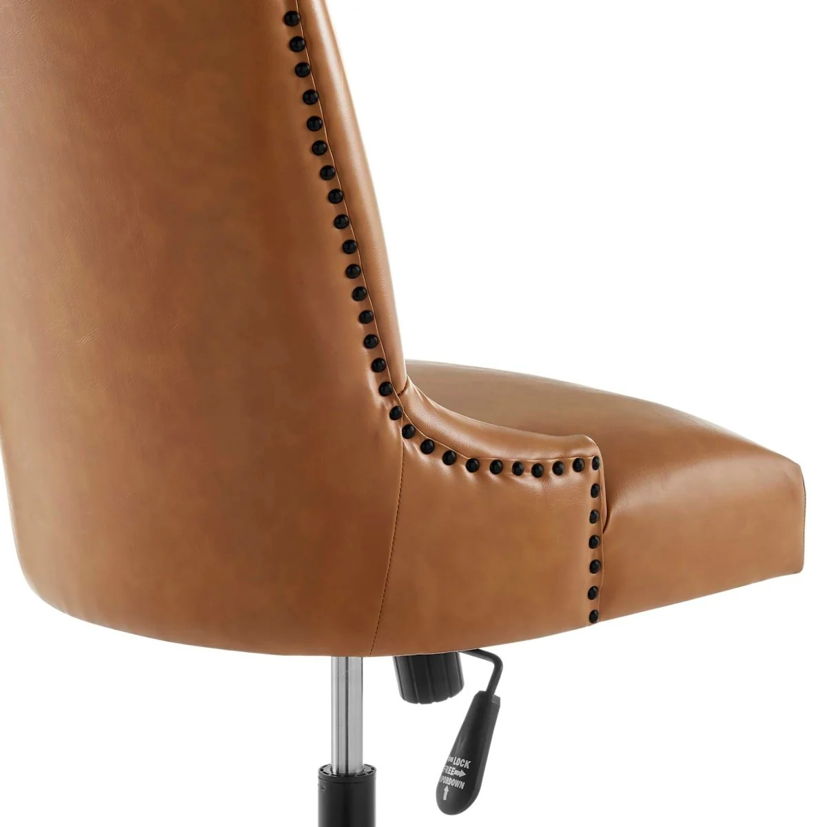 Channel Tufted Vegan Leather Office Chair with Nailhead Trim Accent for Home & Office - Image 17