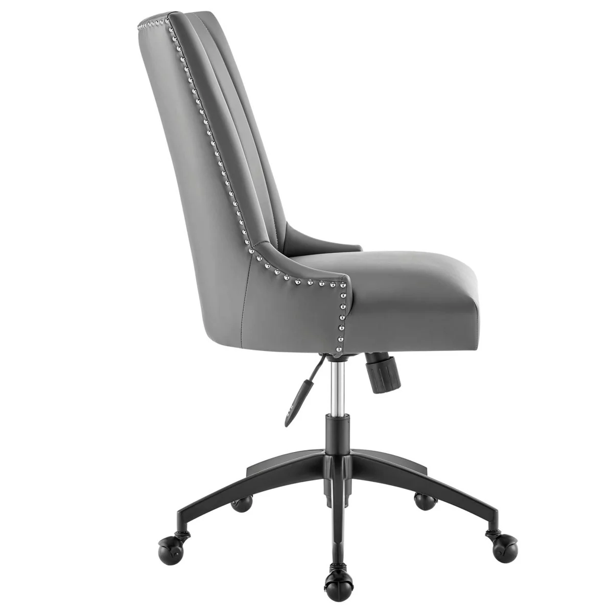 Channel Tufted Vegan Leather Office Chair with Nailhead Trim Accent for Home & Office - Image 22