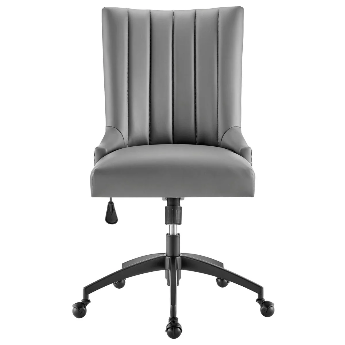 Channel Tufted Vegan Leather Office Chair with Nailhead Trim Accent for Home & Office - Image 24