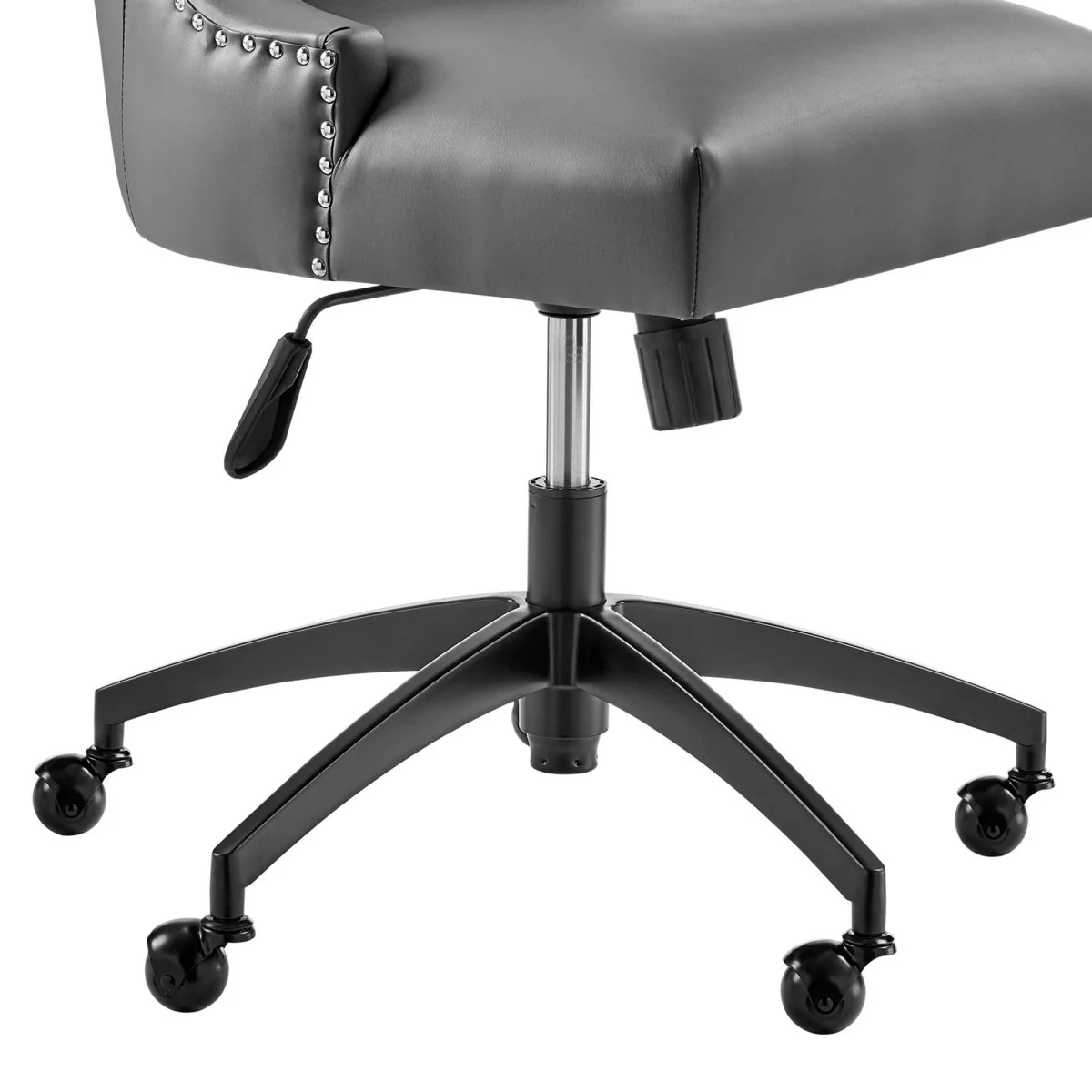 Channel Tufted Vegan Leather Office Chair with Nailhead Trim Accent for Home & Office - Image 25