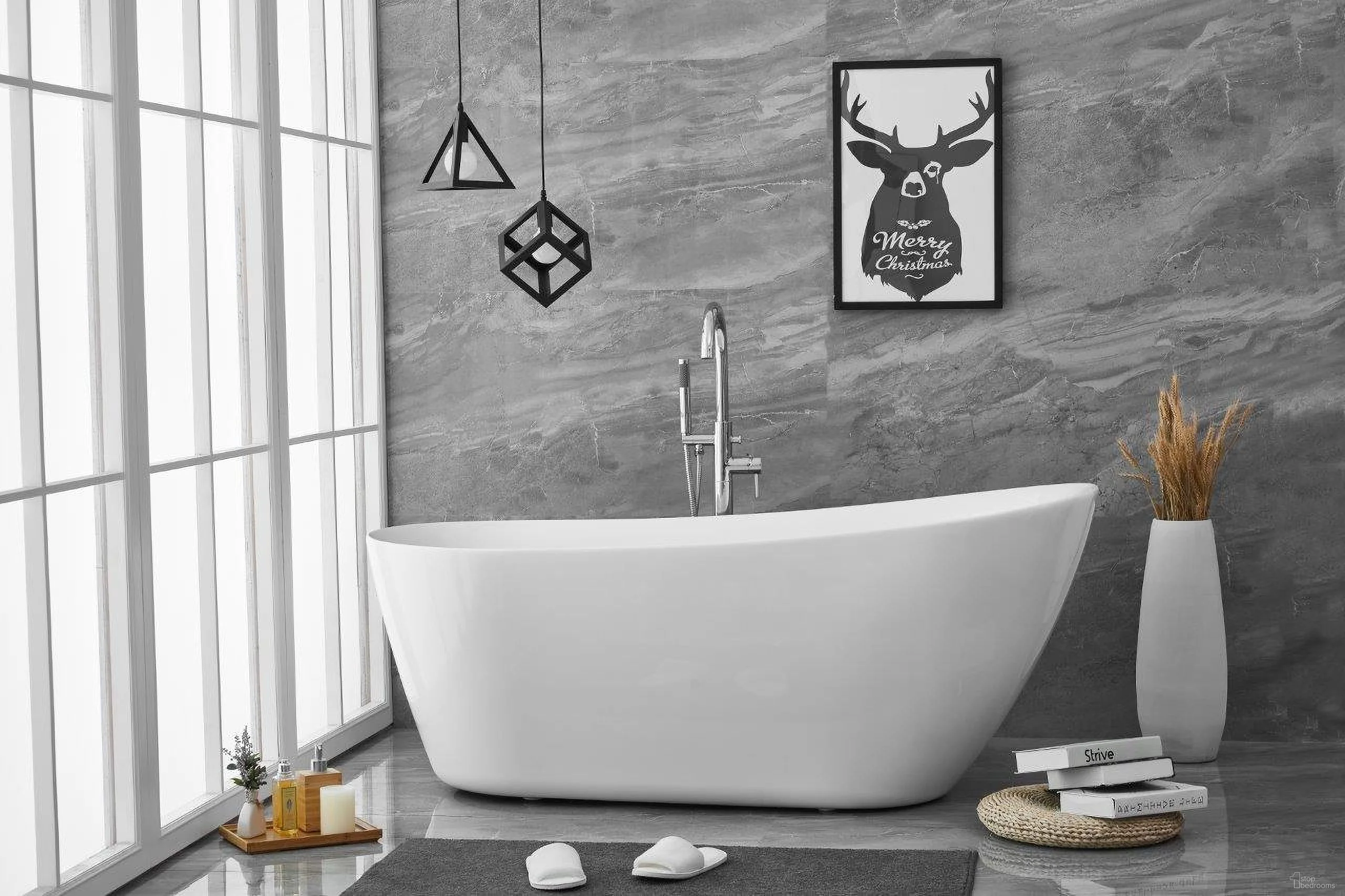 Chantal 67 Inch Glossy White Slipper Soaking Bathtub - Image 3