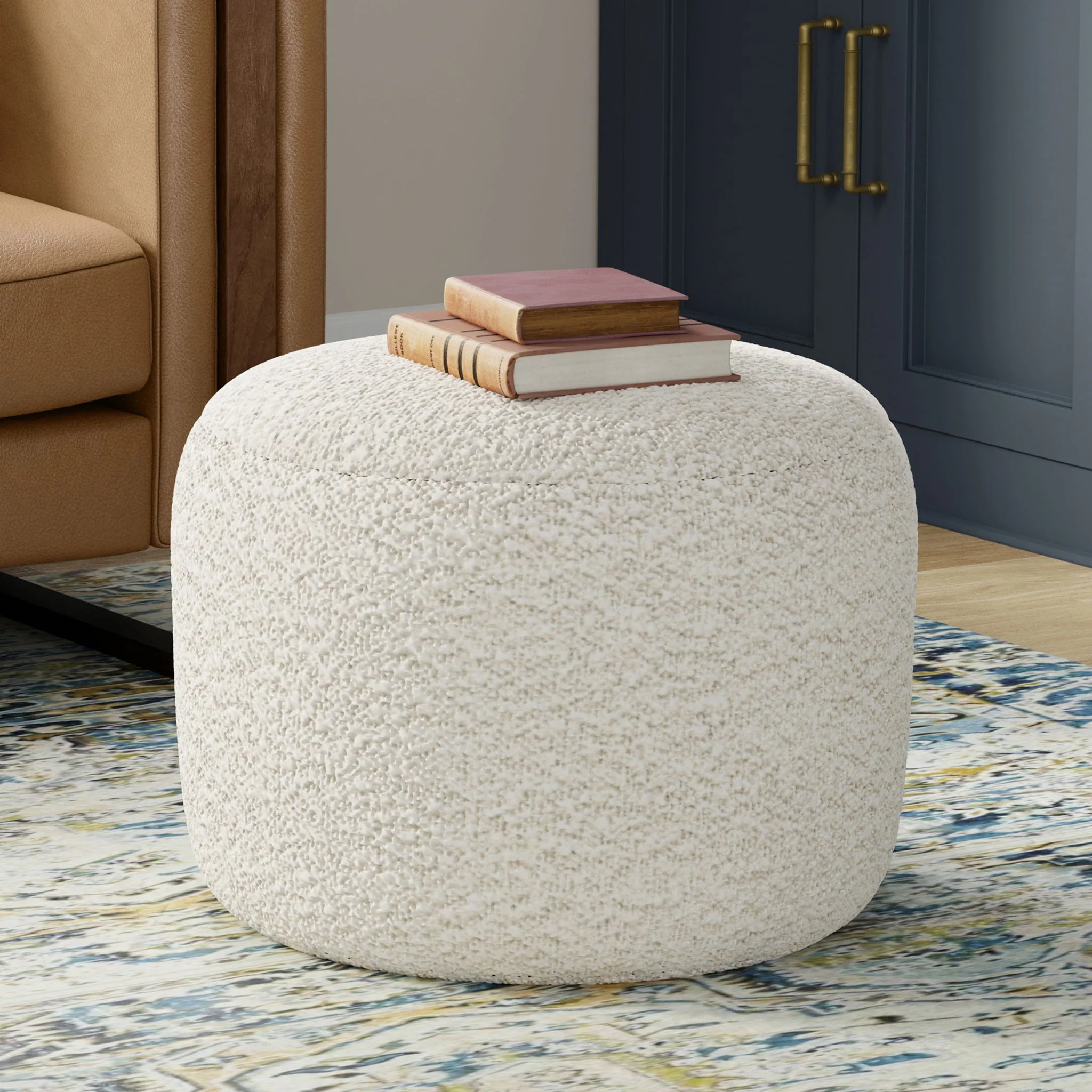 Chantal - Round Pouf - White - Image 8