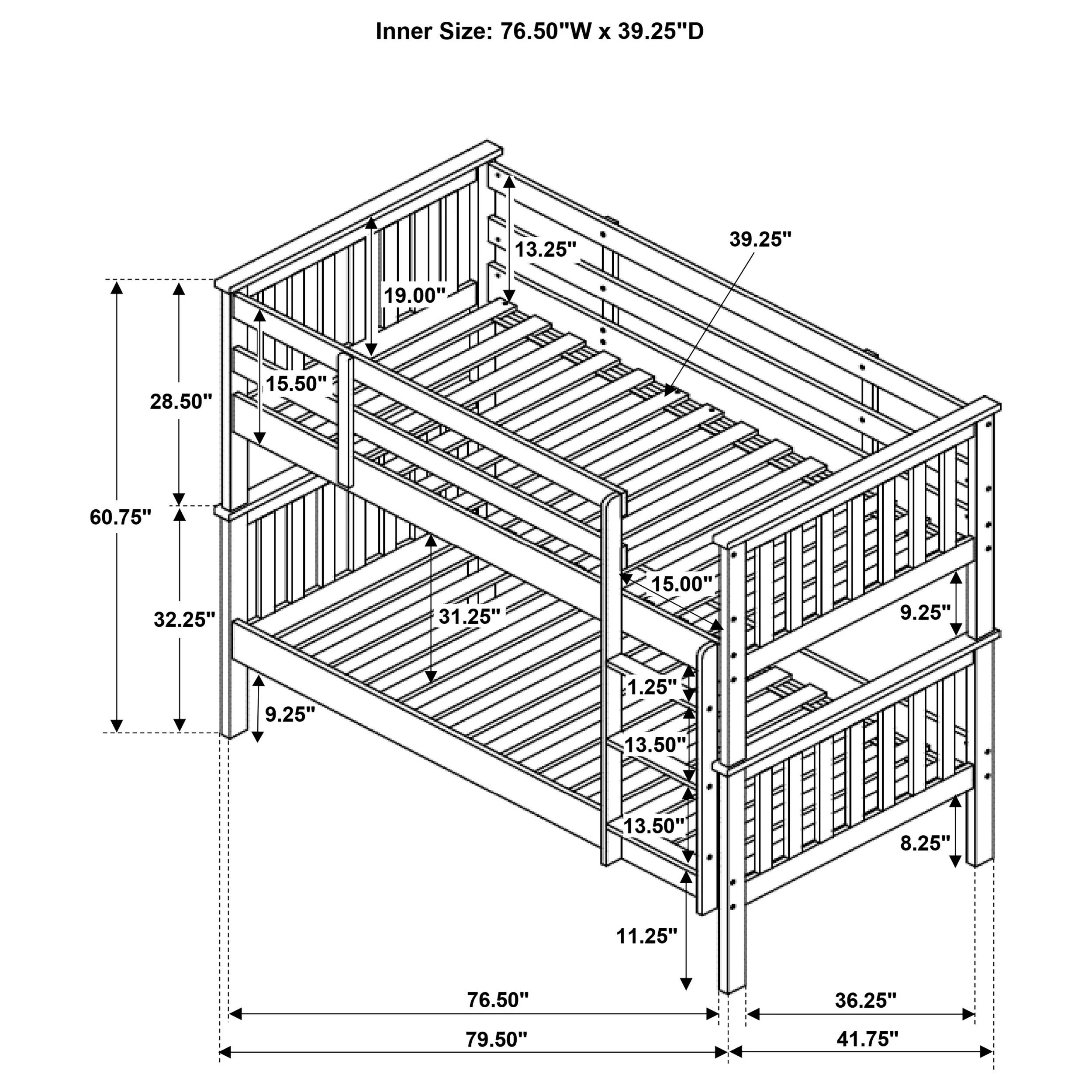 Chapman Wood Twin Over Twin Bunk Bed, White - Image 4