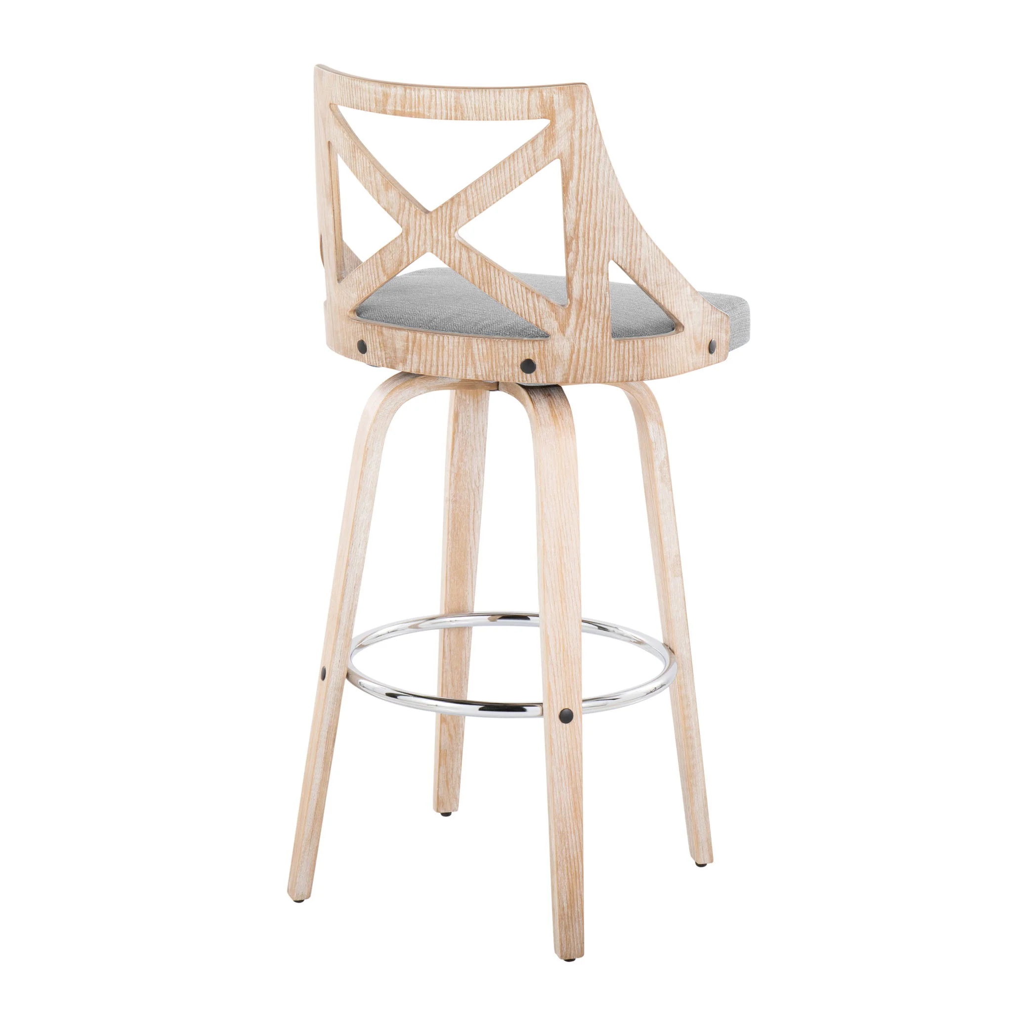 Charlotte - Farmhouse Fixed Height Bar Stool With Swivel And Round Footrest (Set of 2) - Image 9
