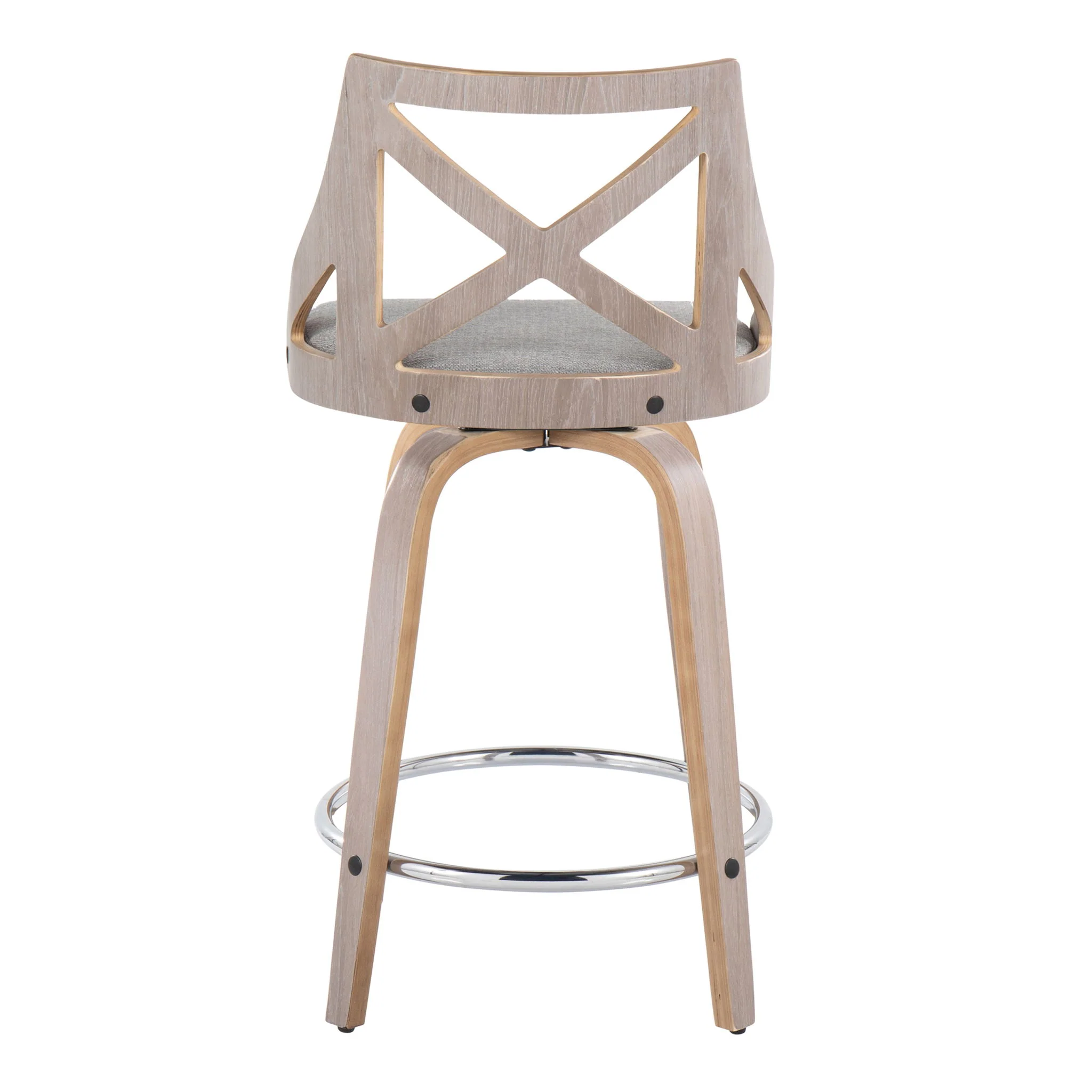 Charlotte - Farmhouse Fixed Height Counter Stool & Swivel With Round Footrest (Set of 2) - Image 4