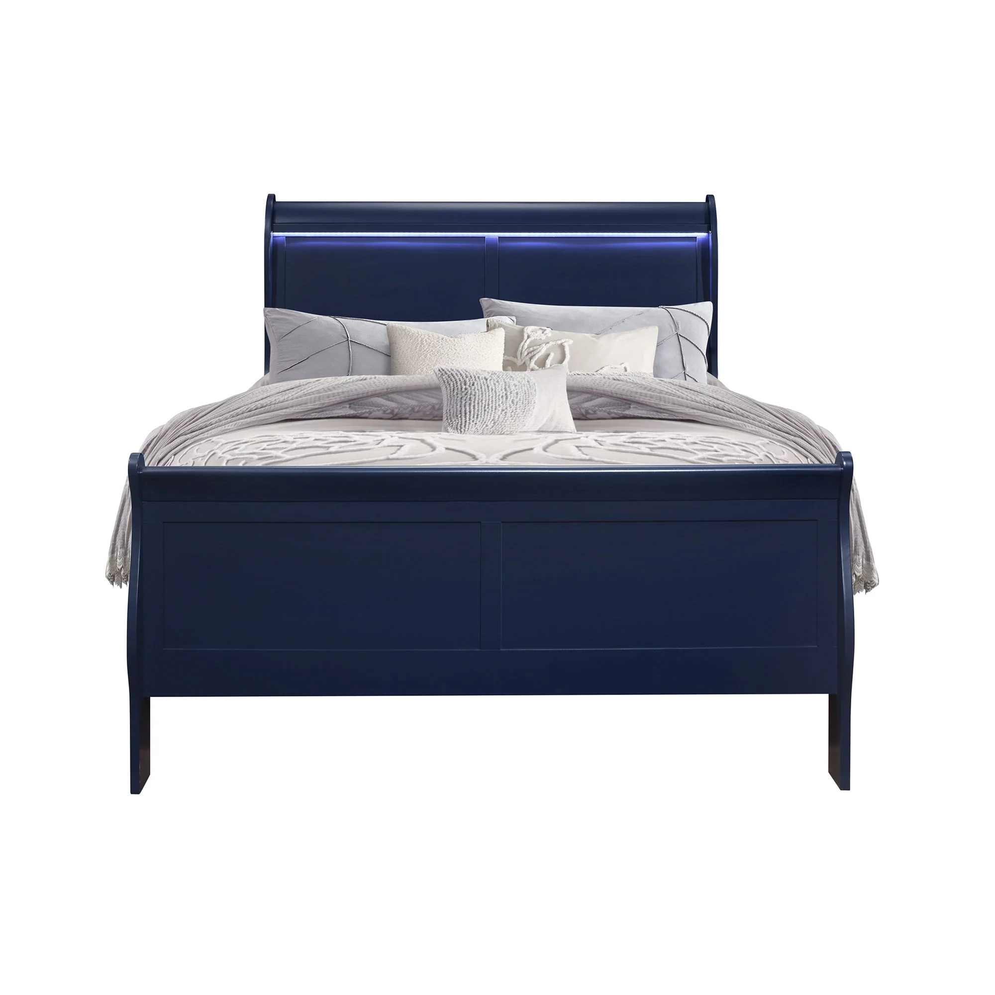 Charlston - Modern Sleigh Design Bed With LED - Image 17