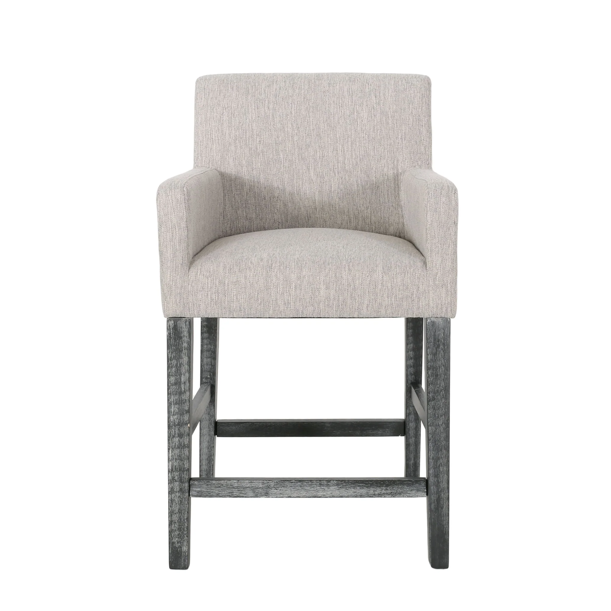 Charmed Upholstered Counter Stool With H Frame Base And Round Arms - Image 2