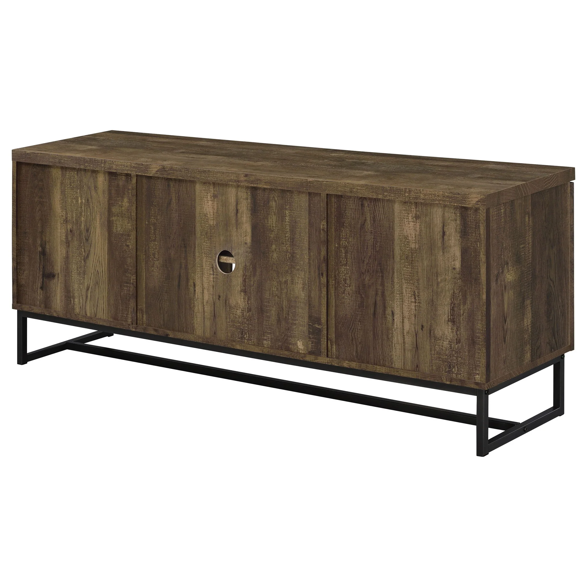 Chase - 2 Door Console With Herringbone Design - Oak - Image 4