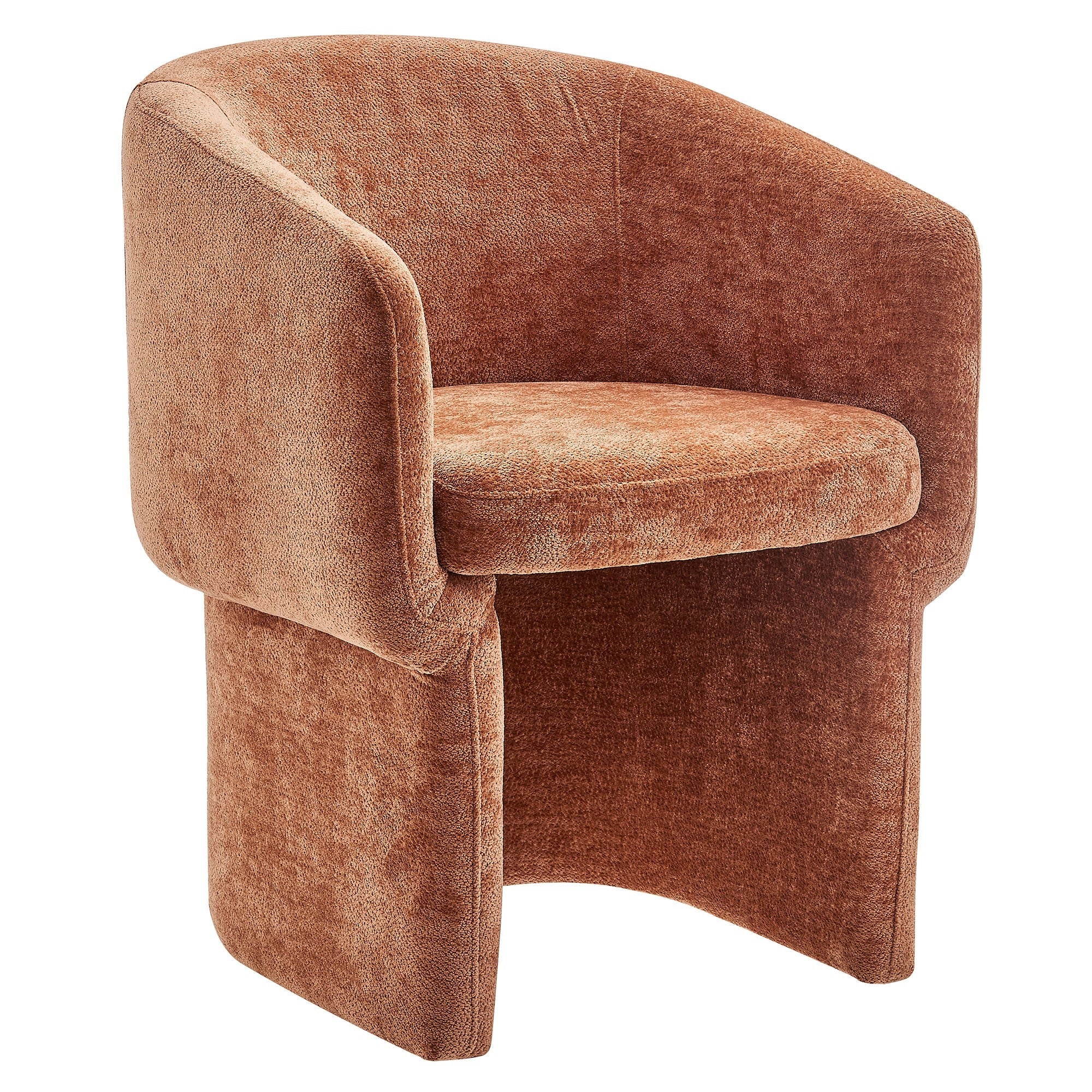 Chenille Barrel Dining Armchair with Curved Back - Image 28