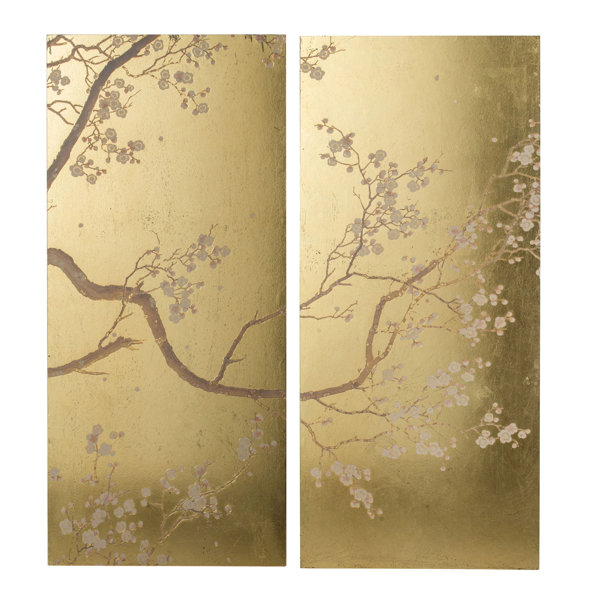Cherry Blossom Wall Art Panels, Wall Decor For Living Room Dining Room Office Bedroom (Set of 2) - Gold - Image 3