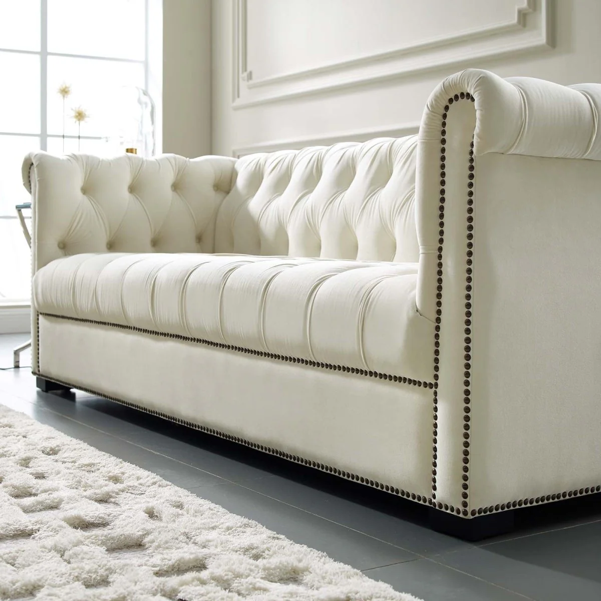 Chesterfield Performance Velvet Sofa with Nailhead Trim - Image 2