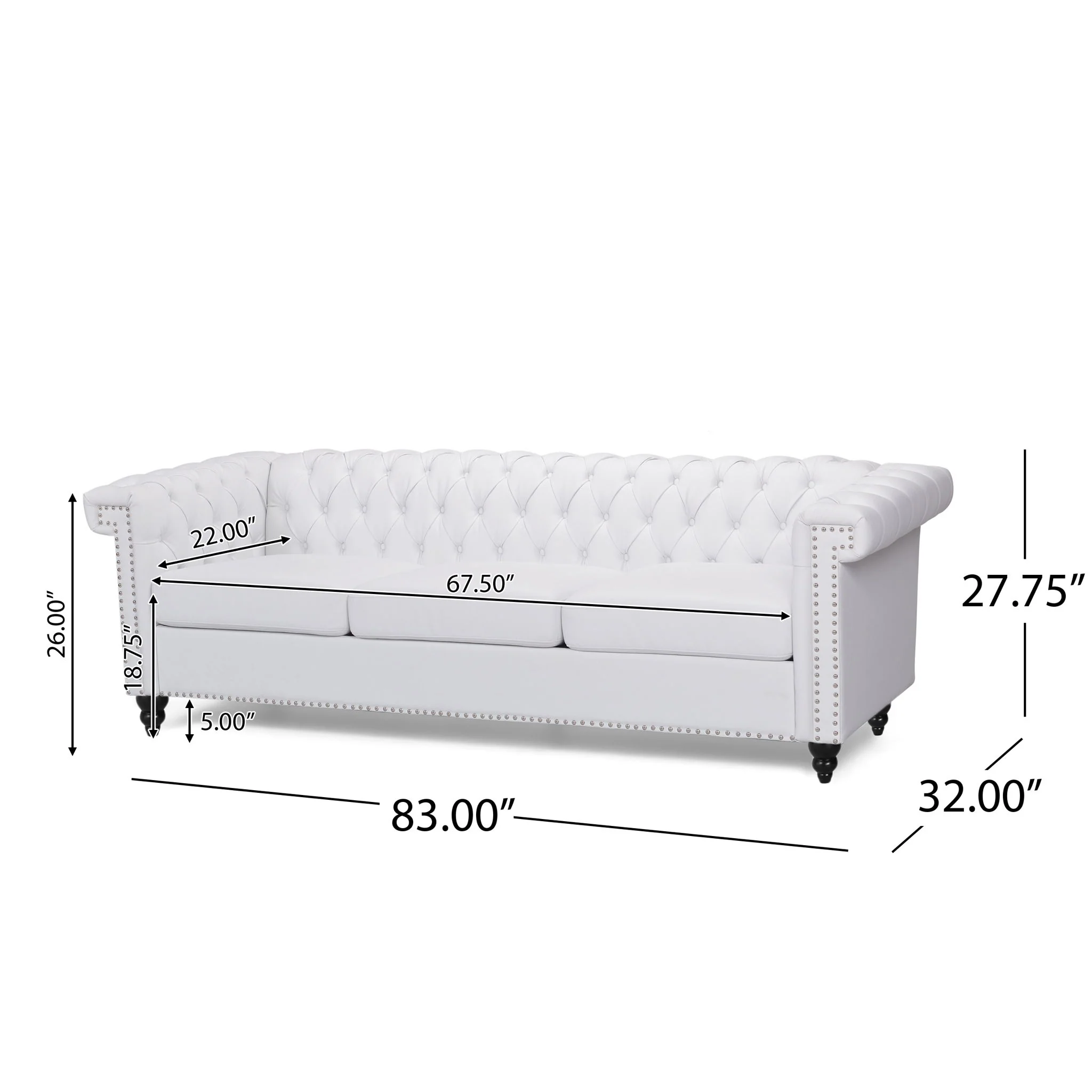 Chesterfield Style 3 Seater Sofa With Deep Button Tufting - Image 31