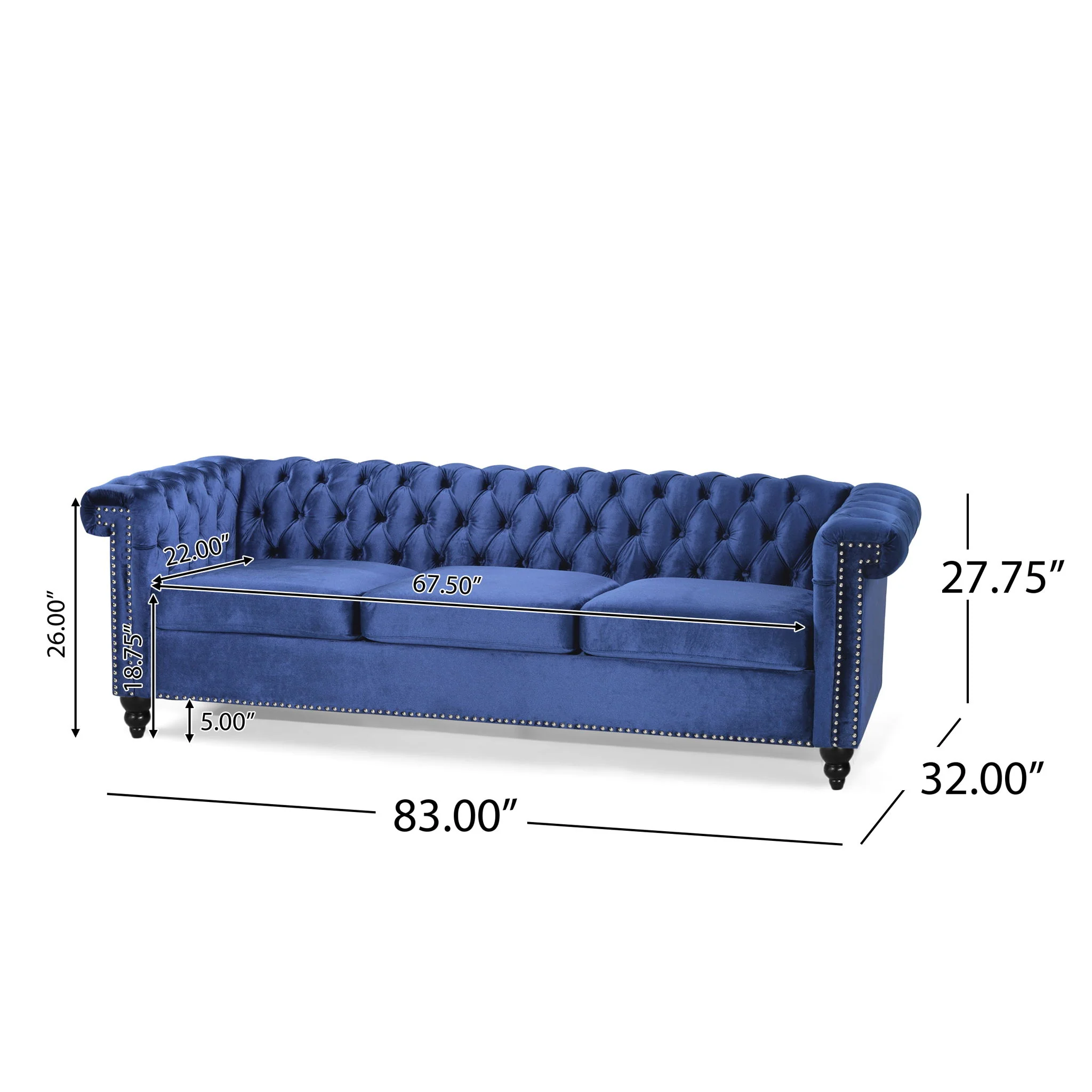 Chesterfield Style 3 Seater Sofa With Deep Button Tufting - Image 37