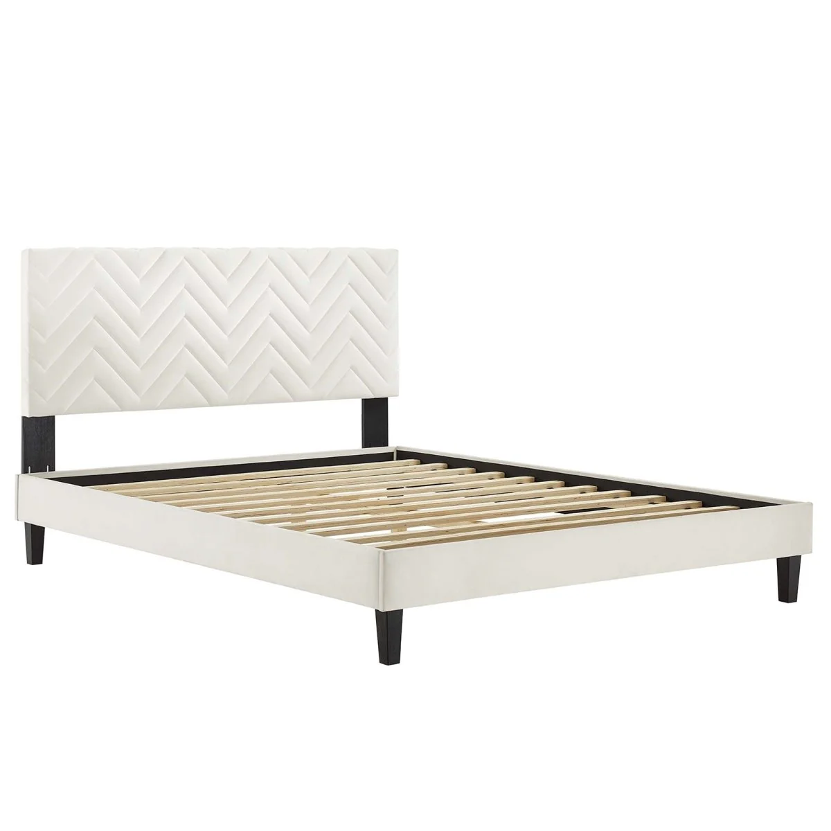 Chevron Tufted Performance Velvet Platform Bed - Image 14