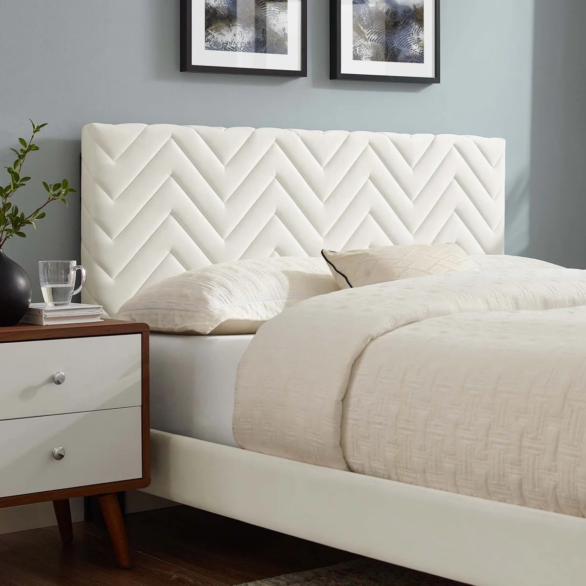 Chevron Tufted Performance Velvet Platform Bed - Image 8