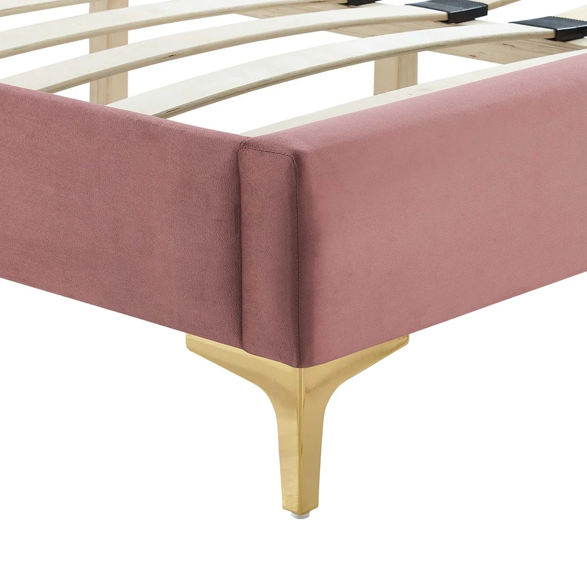 Chevron Tufted Performance Velvet Platform Bed with Gold Metal Legs - Image 20