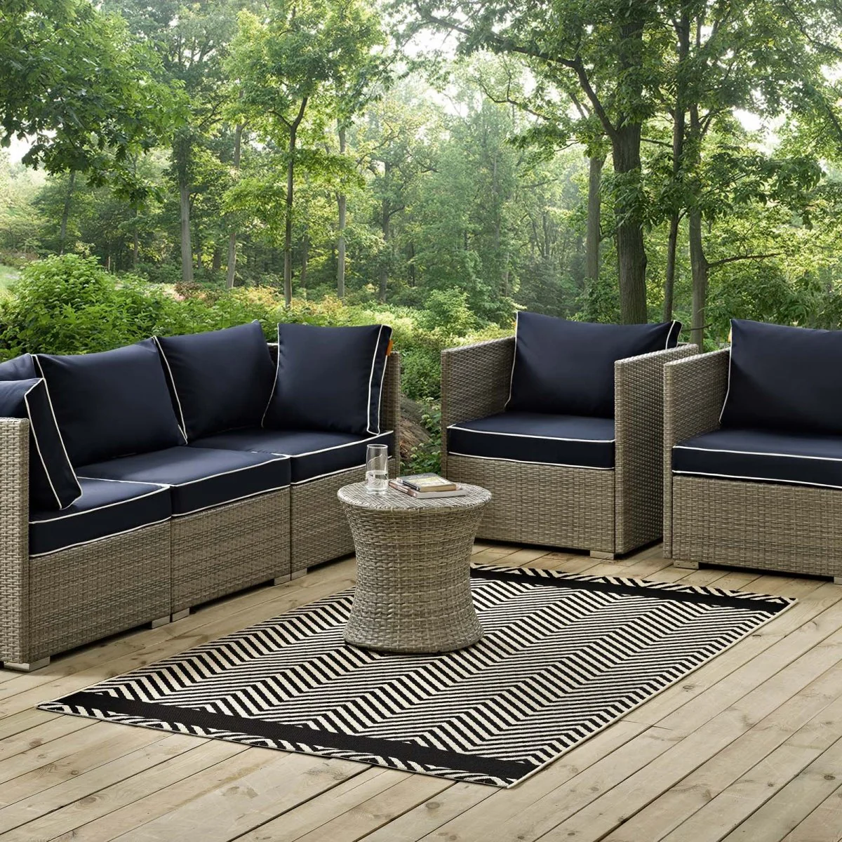 Chevron With End Borders Indoor and Outdoor Area Rug Modern Geometric Accent Rug - Image 13