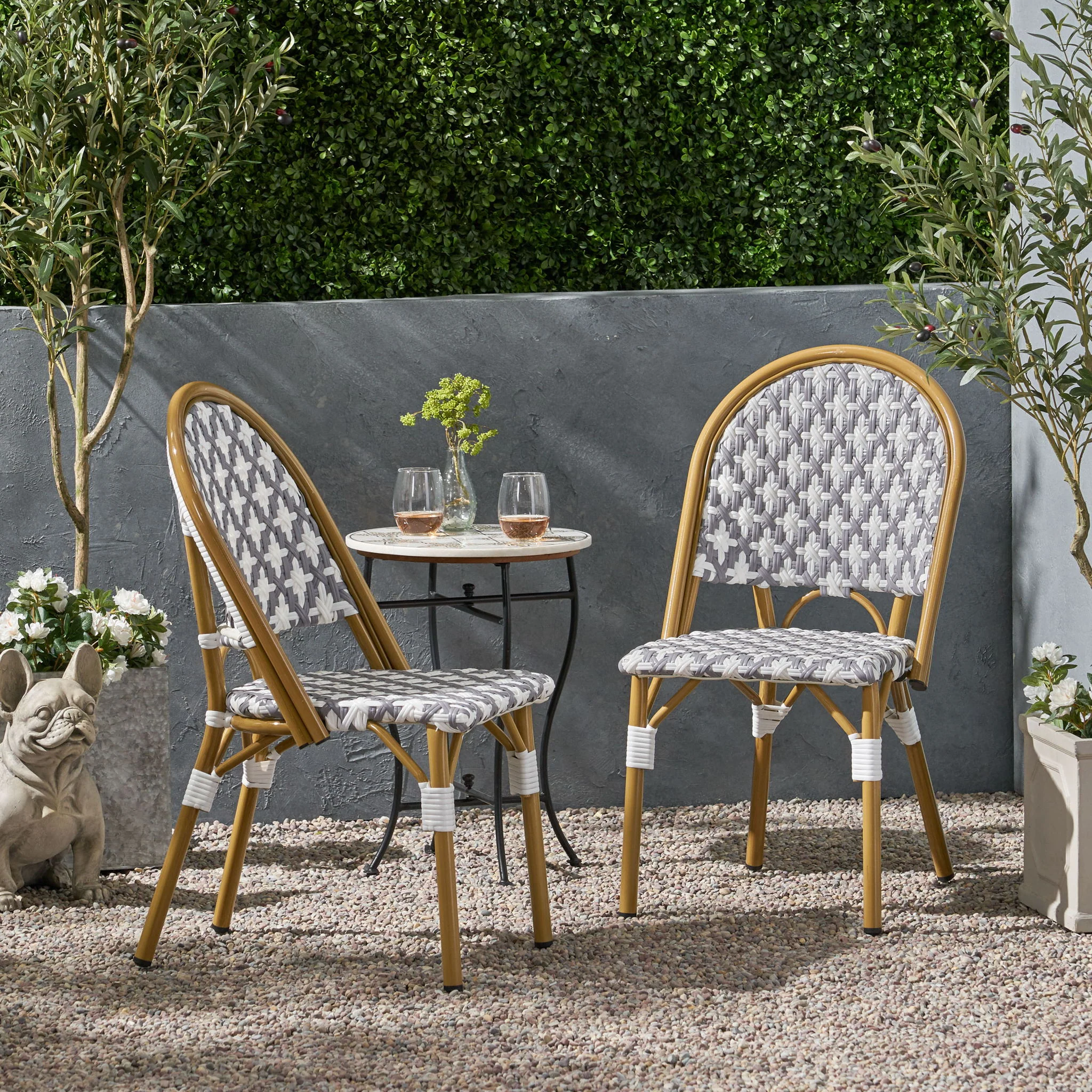 Chic French Bistro Chair With Durable Rattan And Aluminum Frame - Image 5