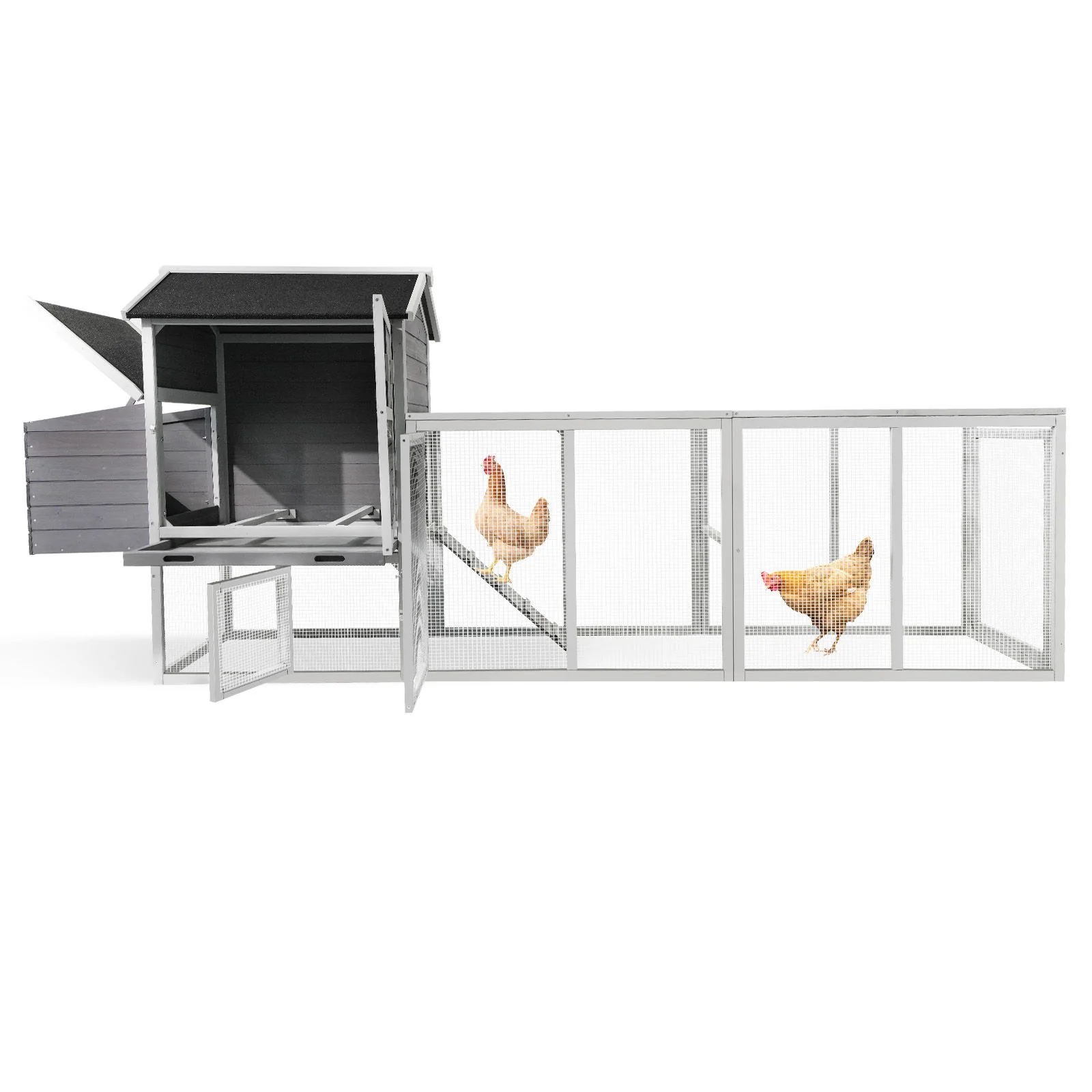 Chicken Coop With Run And Nesting Box, Large Outdoor Hen House For Backyard - Image 17