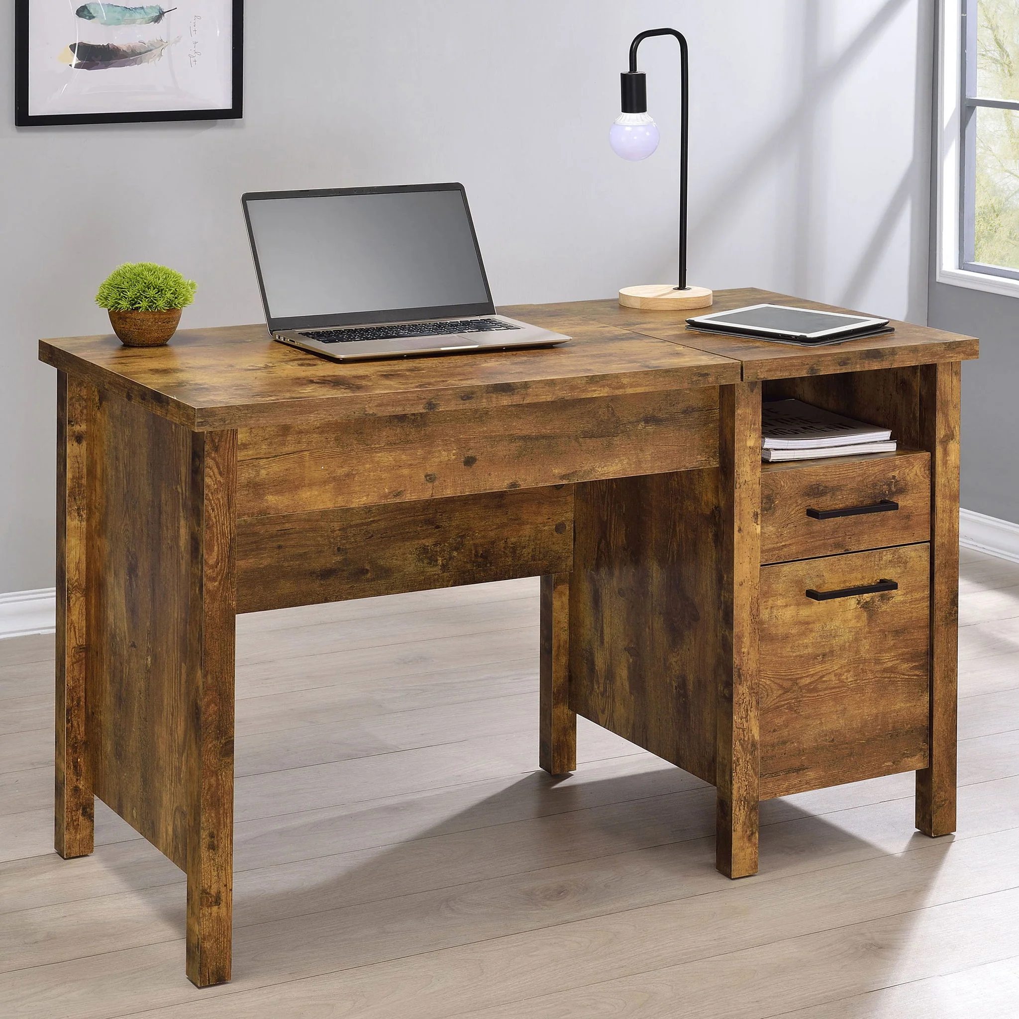Chicolm - Lift Top Office Desk - Rustic - Image 7