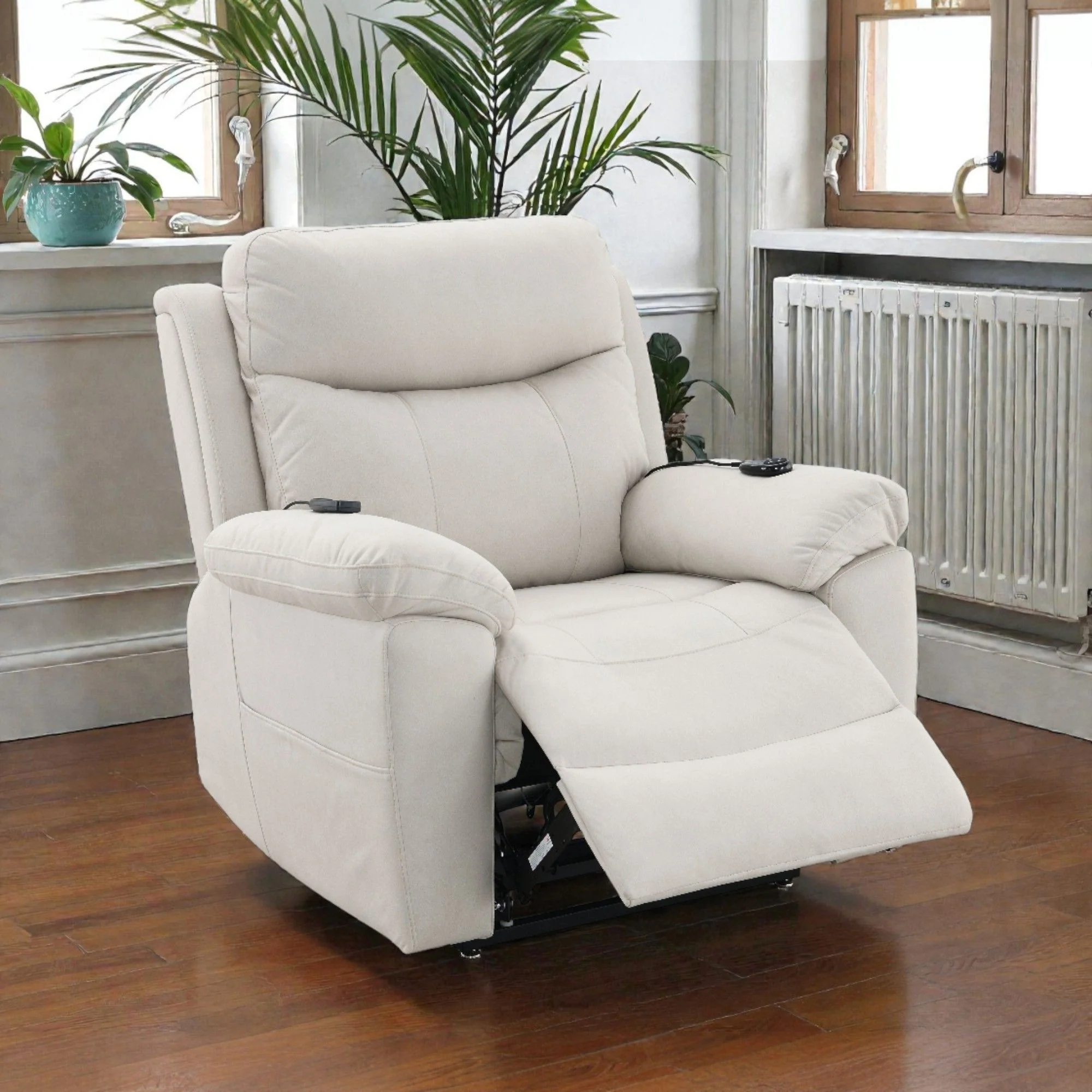 Chriki - Power Motion Recliner & Lift Heating Massage Chair - Beige - Image 9