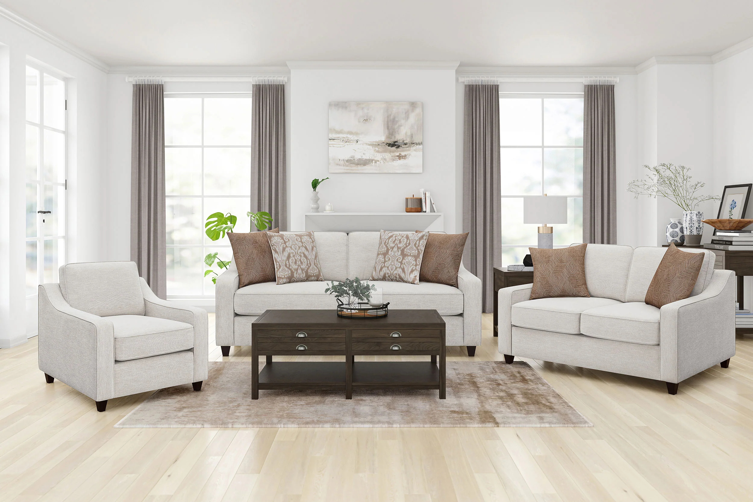 Christine Upholstered Sloped Arm Loveseat in Beige - Image 12