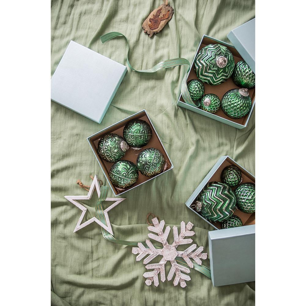 Christmas Ball Ornaments, Glass Decorative Hanging Ball Christmas Tree Ornaments, For Holiday Party Decorations (Set of 6) - Green - Image 8
