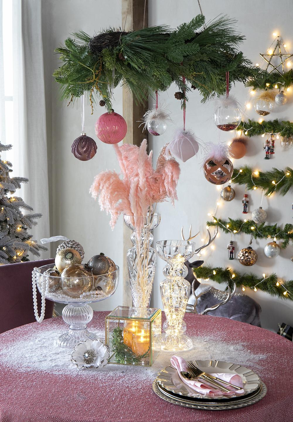 Christmas Ball Ornaments, Glass Decorative Hanging Ball Christmas Tree Ornaments For Holiday Party Decorations (Set of 6) - Pink - Image 5
